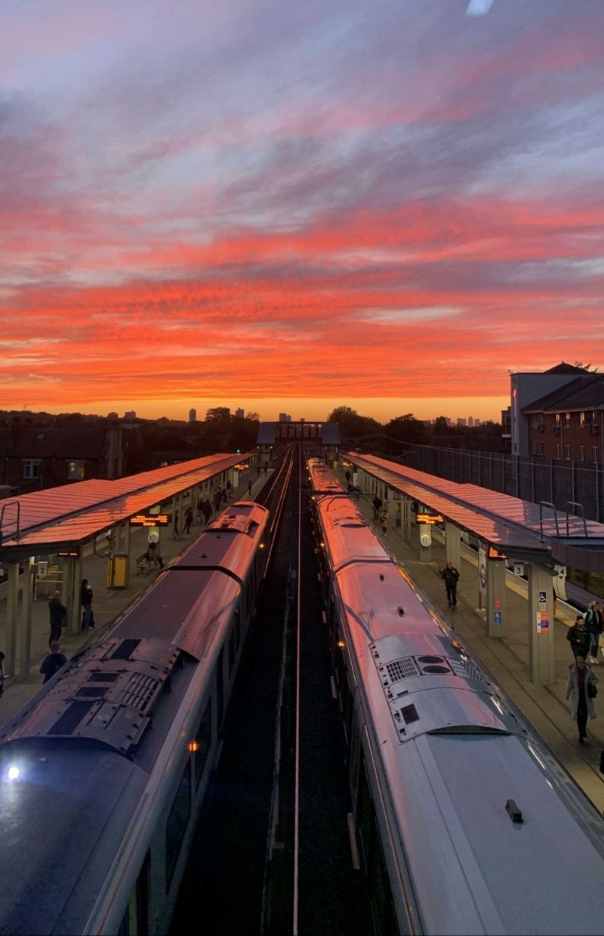 Sunset at Abbey Wood Train Station.