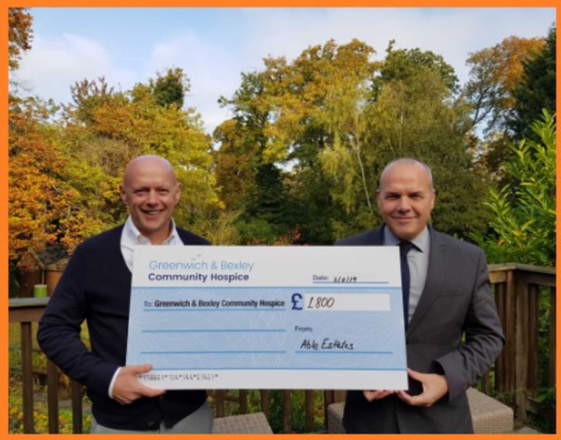 Able Estates raise £1800.00 for Greenwich & Bexley Community Hospice