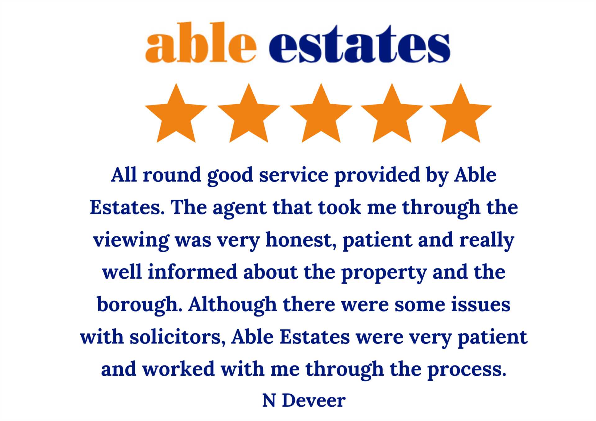 5 Star review for our Sales Team