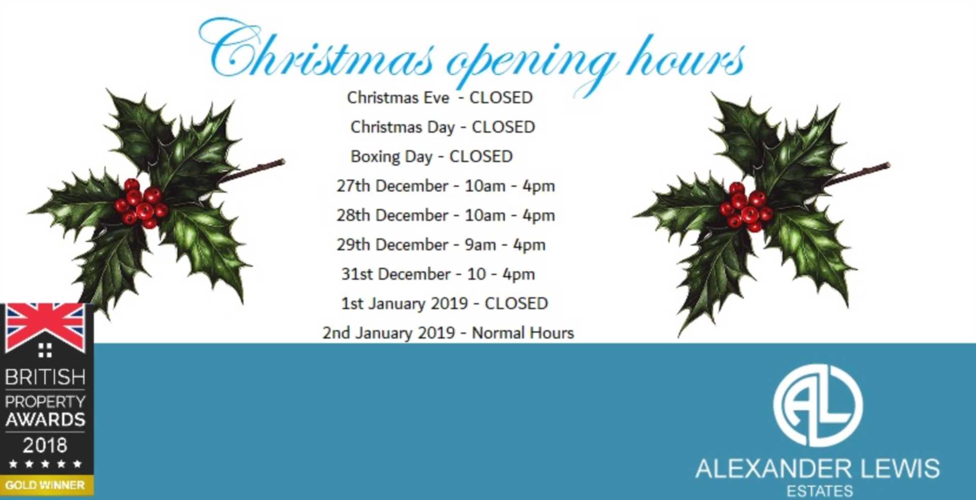 Christmas opening hours 2018