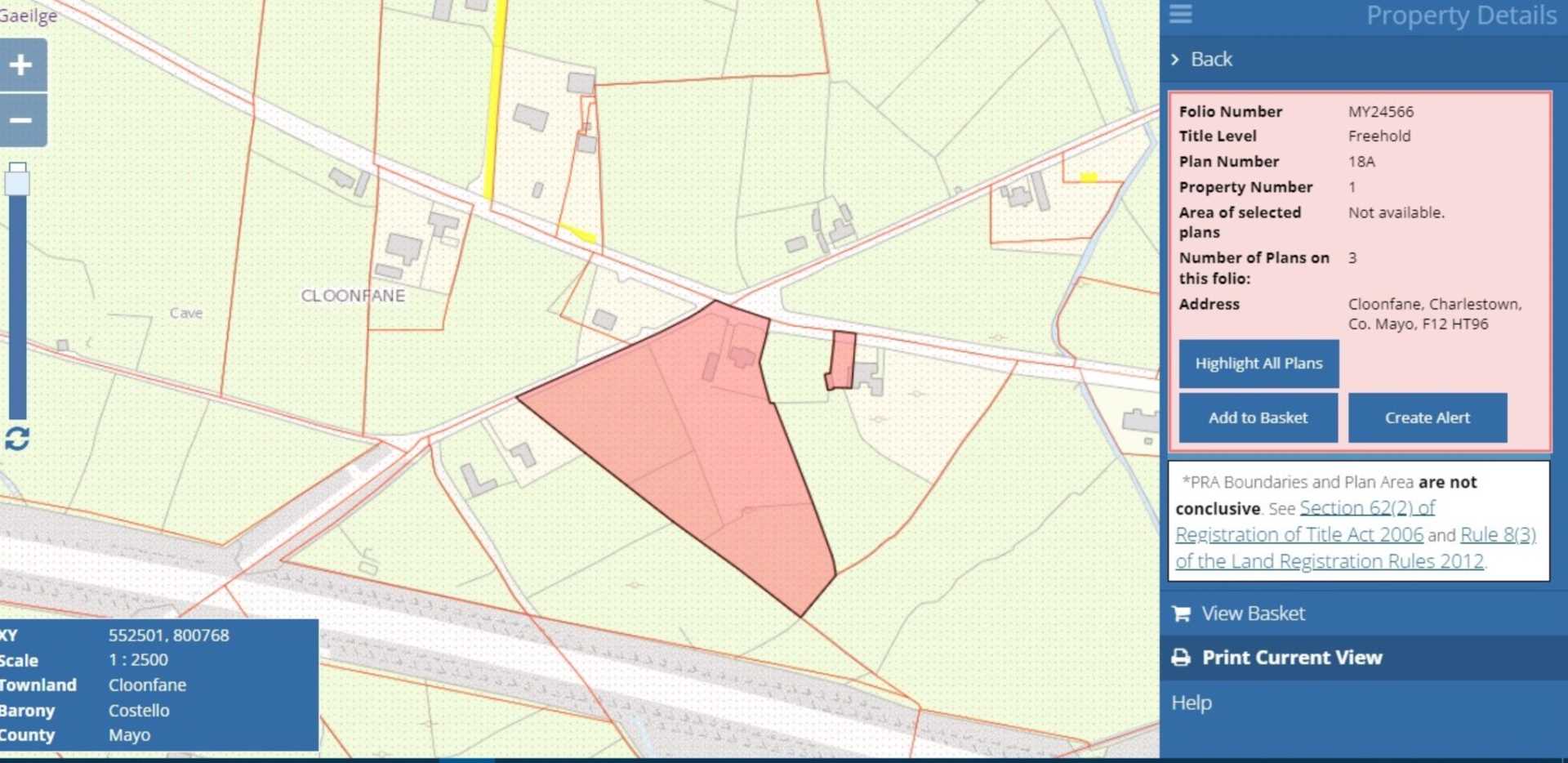 Cloonfane, Charlestown, Co. Mayo F12 EV61