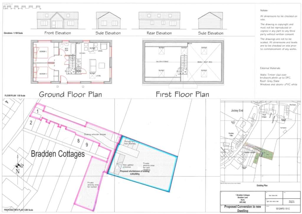 PLANNING PERMISSION FOR REPLACEMENT DWELLING TO REAR OF 1 Bradden Cottages, Gaddesden Row, Image 3