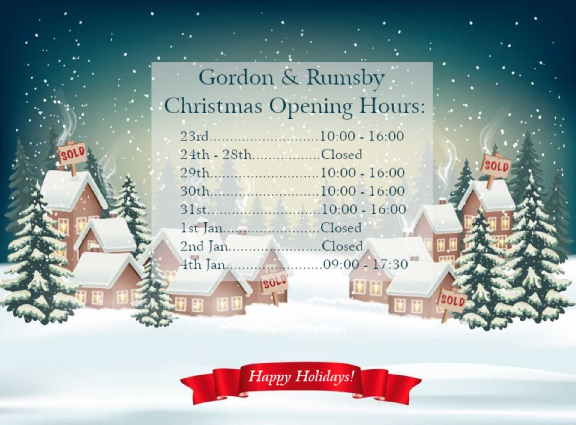 Christmas Opening Hours 2020!