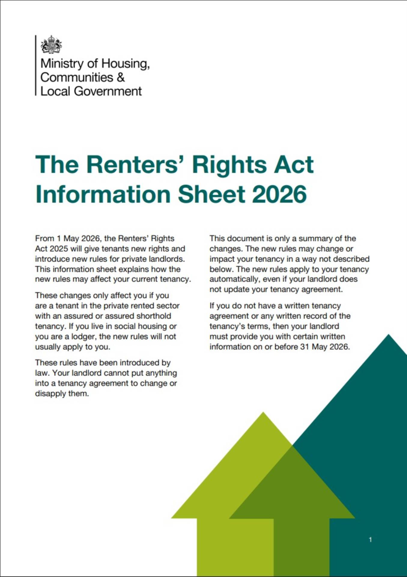 Tenant Information Sheet 2026: What it is and why it matters (Renters Right Bill 2026)