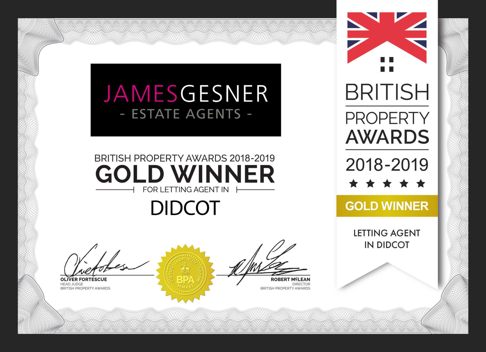 British Property Awards Lettings Winner 2018!