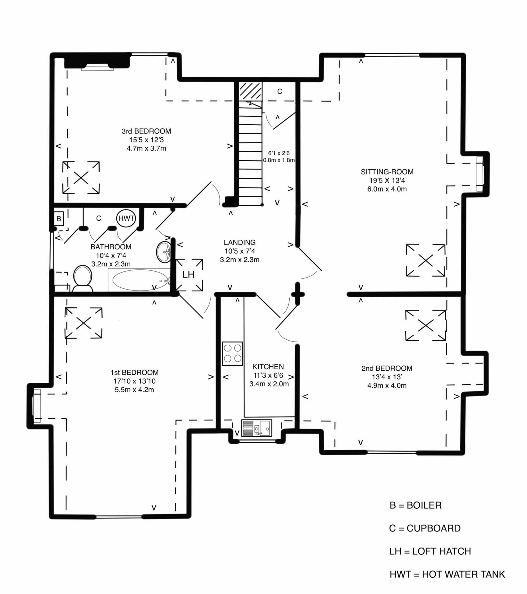 ロンドンKT12 1HQ 8ベッドディタッチ 売買物件の内外装写真-22