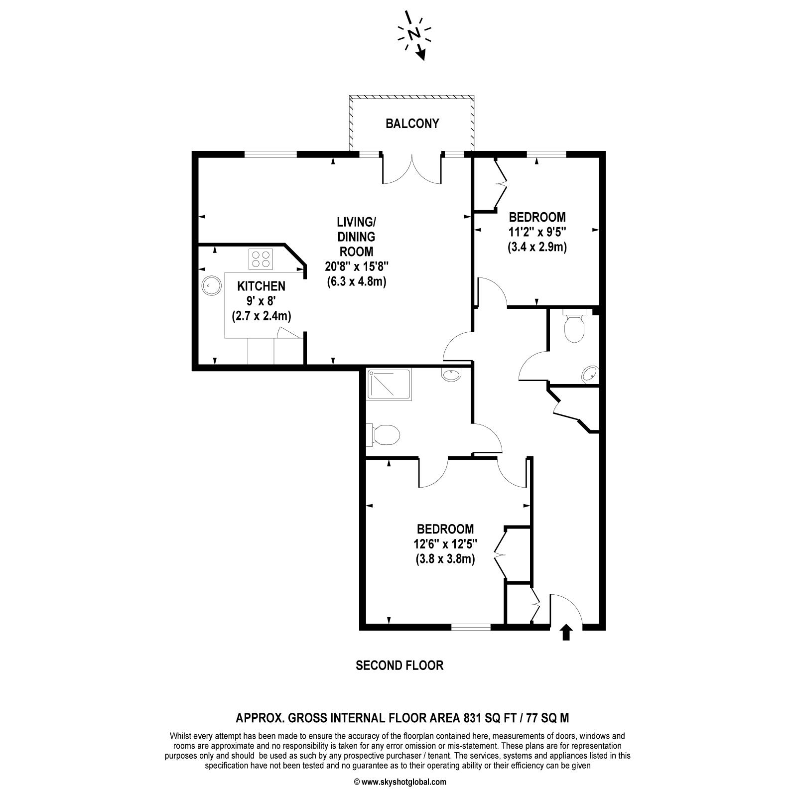 Floorplan - 2 Bedroom Apartment, Lynwood Village – Ascot