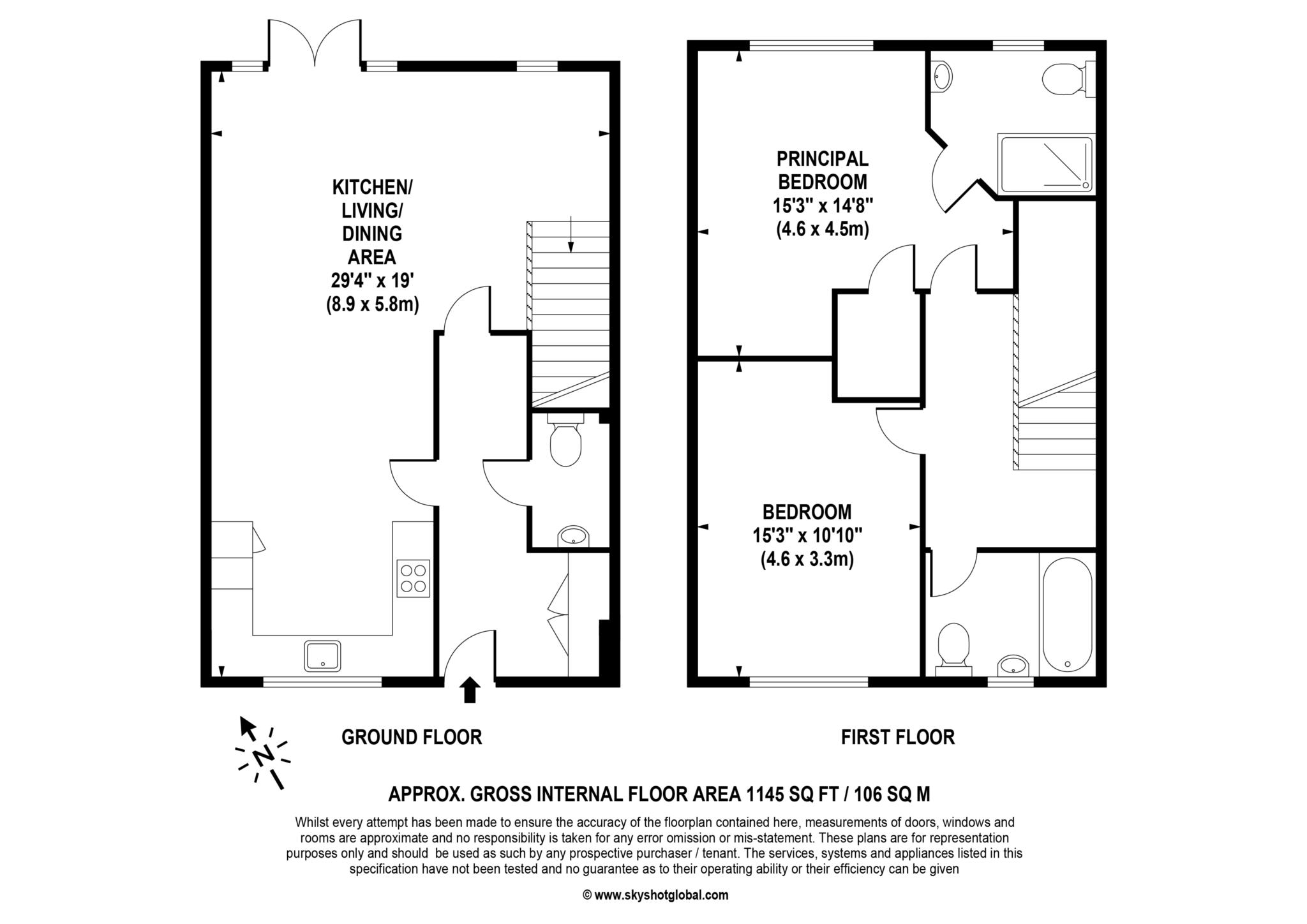 Floorplan - 2 Bedroom Semi-Detached, Lynwood Village – Ascot