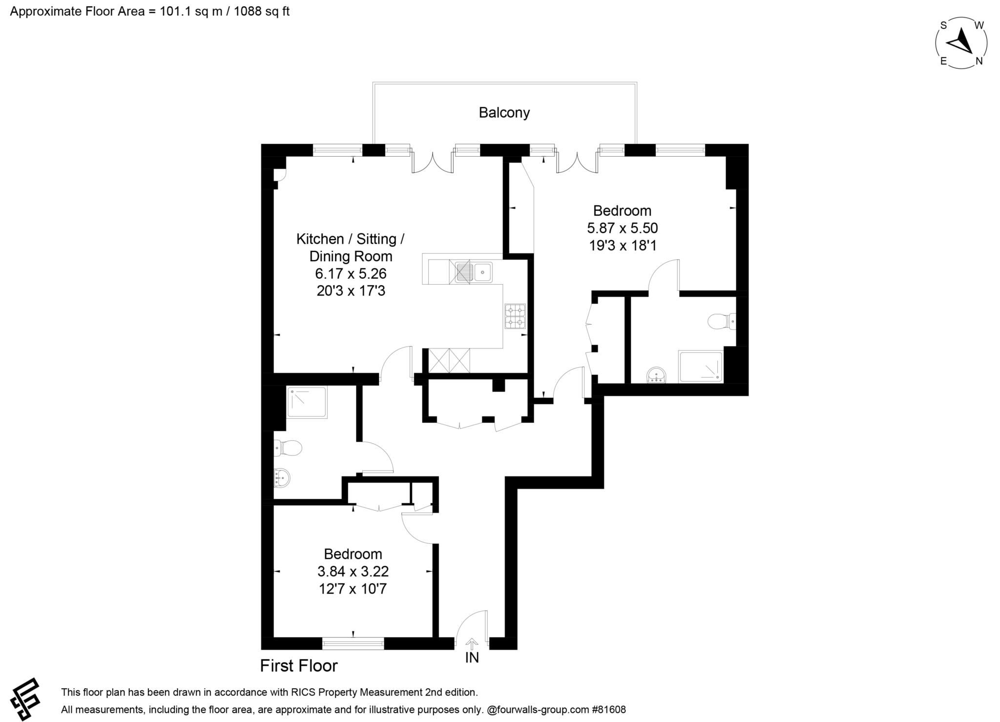 Floorplan - 2 Bedroom Apartment, Lynwood Village – Ascot