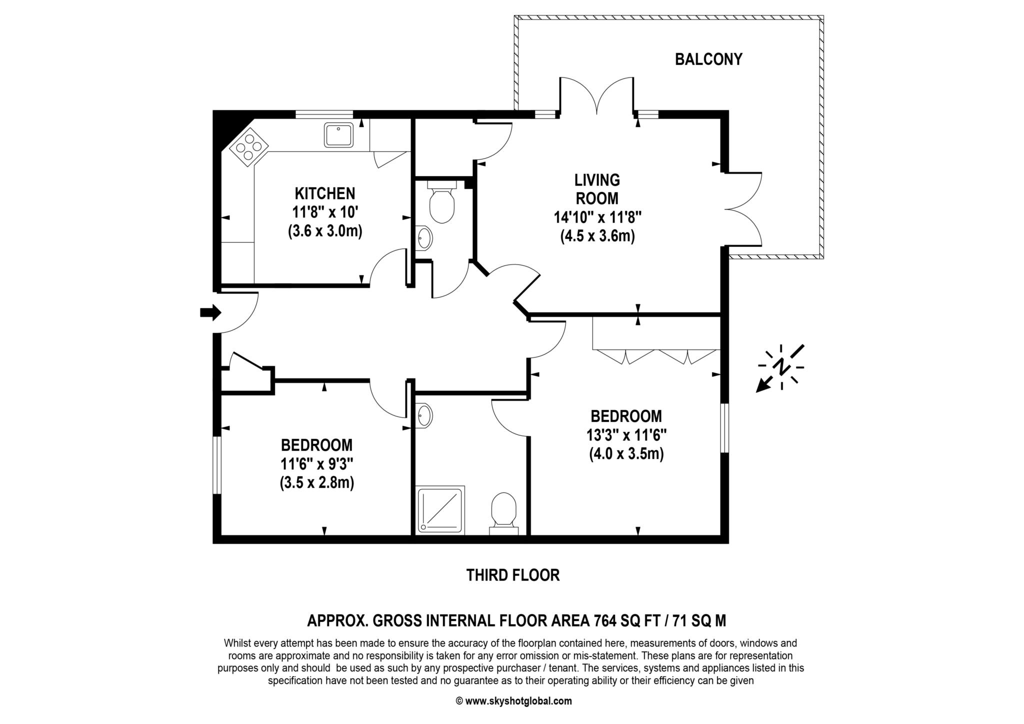 Floorplan - 2 Bedroom Apartment, Lynwood Village – Ascot