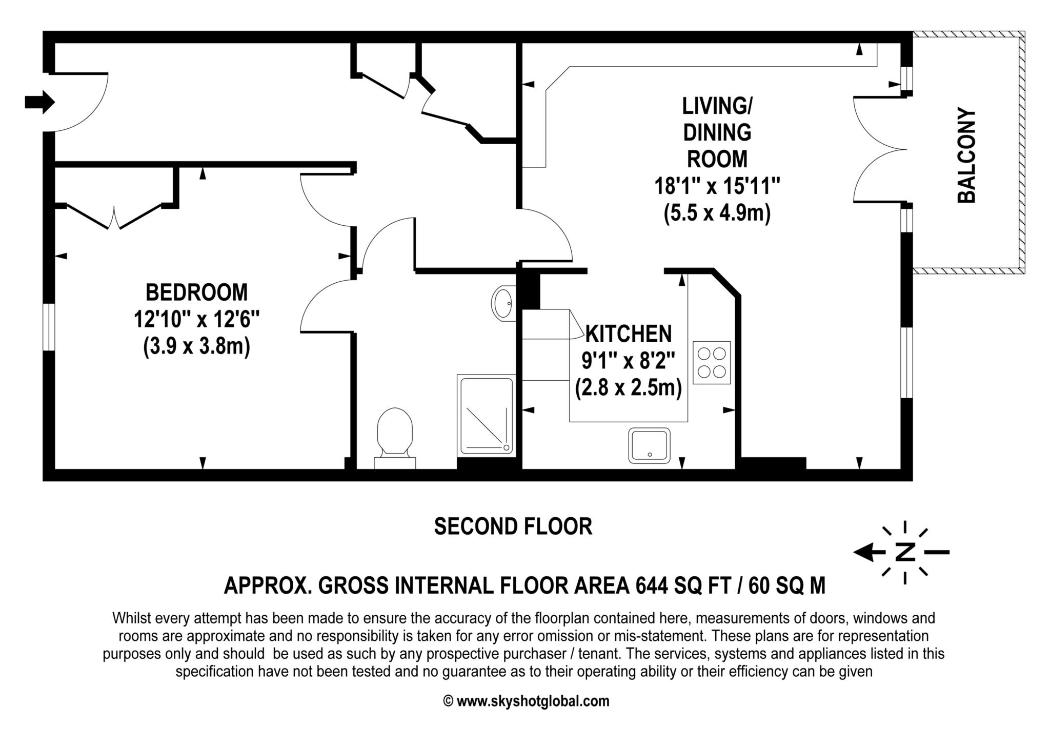 Floorplan - 1 Bedroom Apartment, Lynwood Village – Ascot