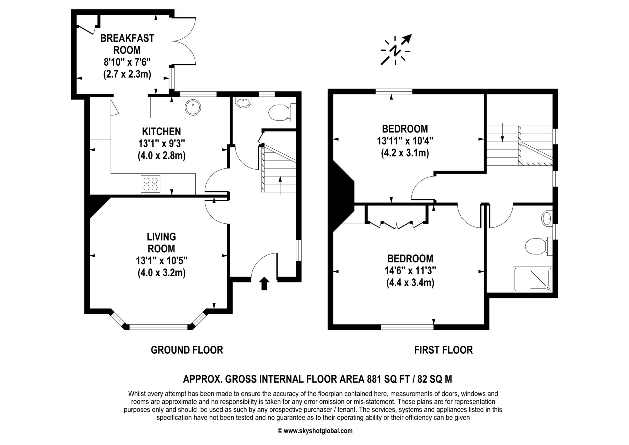 Floorplan - 2 Bedroom Semi-Detached, Lynwood Village – Ascot