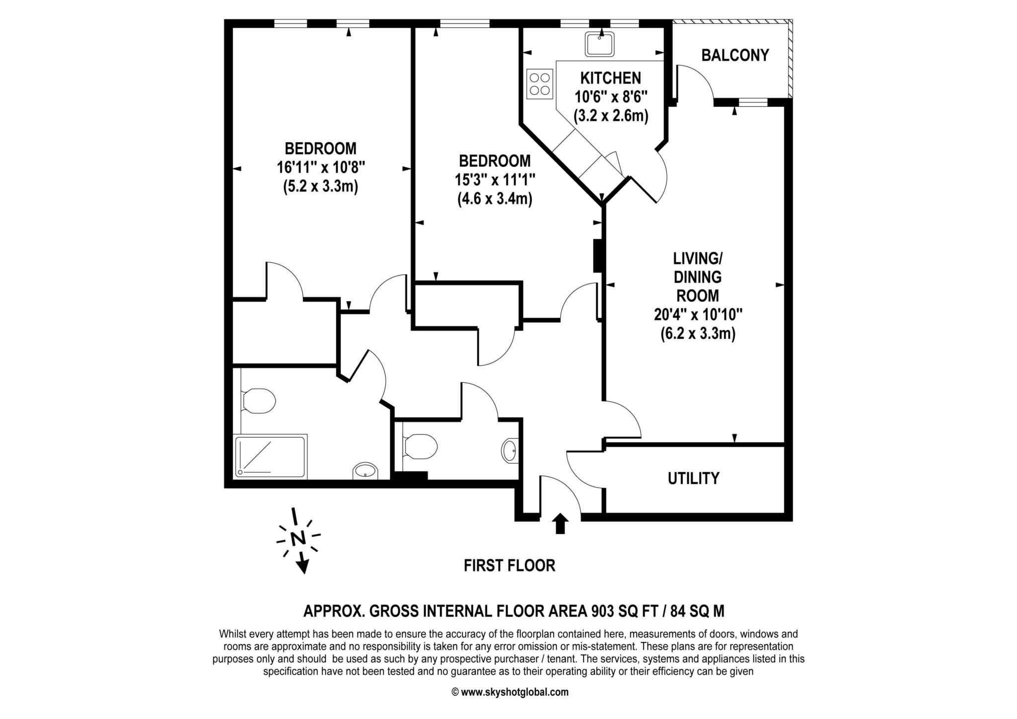 Floorplan - 2 Bedroom Apartment, Augustus House – Virginia Water