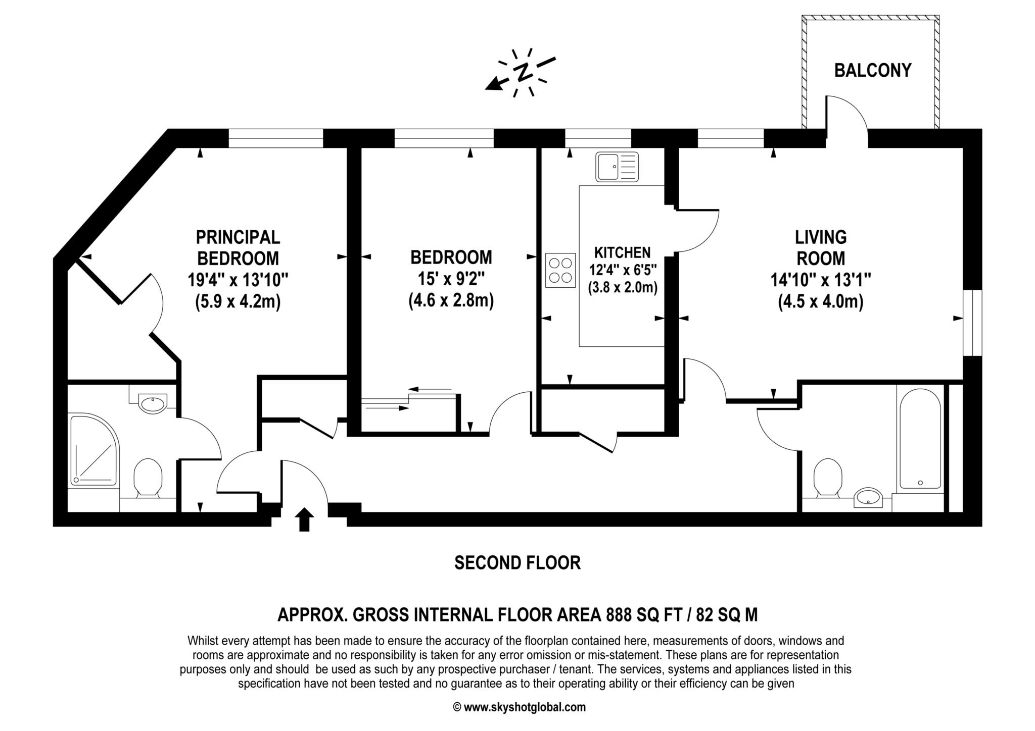 Floorplan - 2 Bedroom Apartment, Wessex Lodge – Bagshot