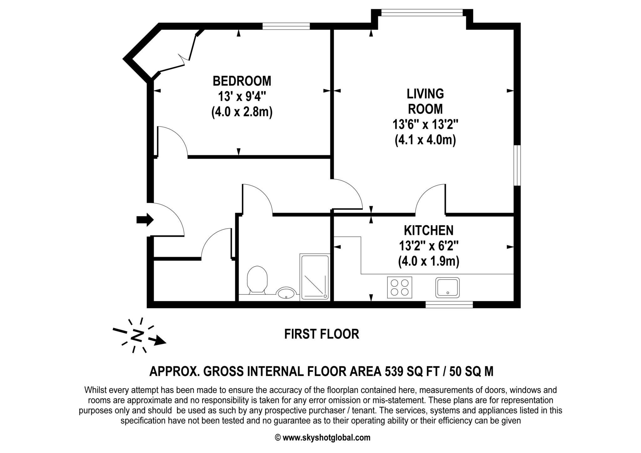Floorplan - 1 Bedroom Apartment, Firwood Court – Camberley
