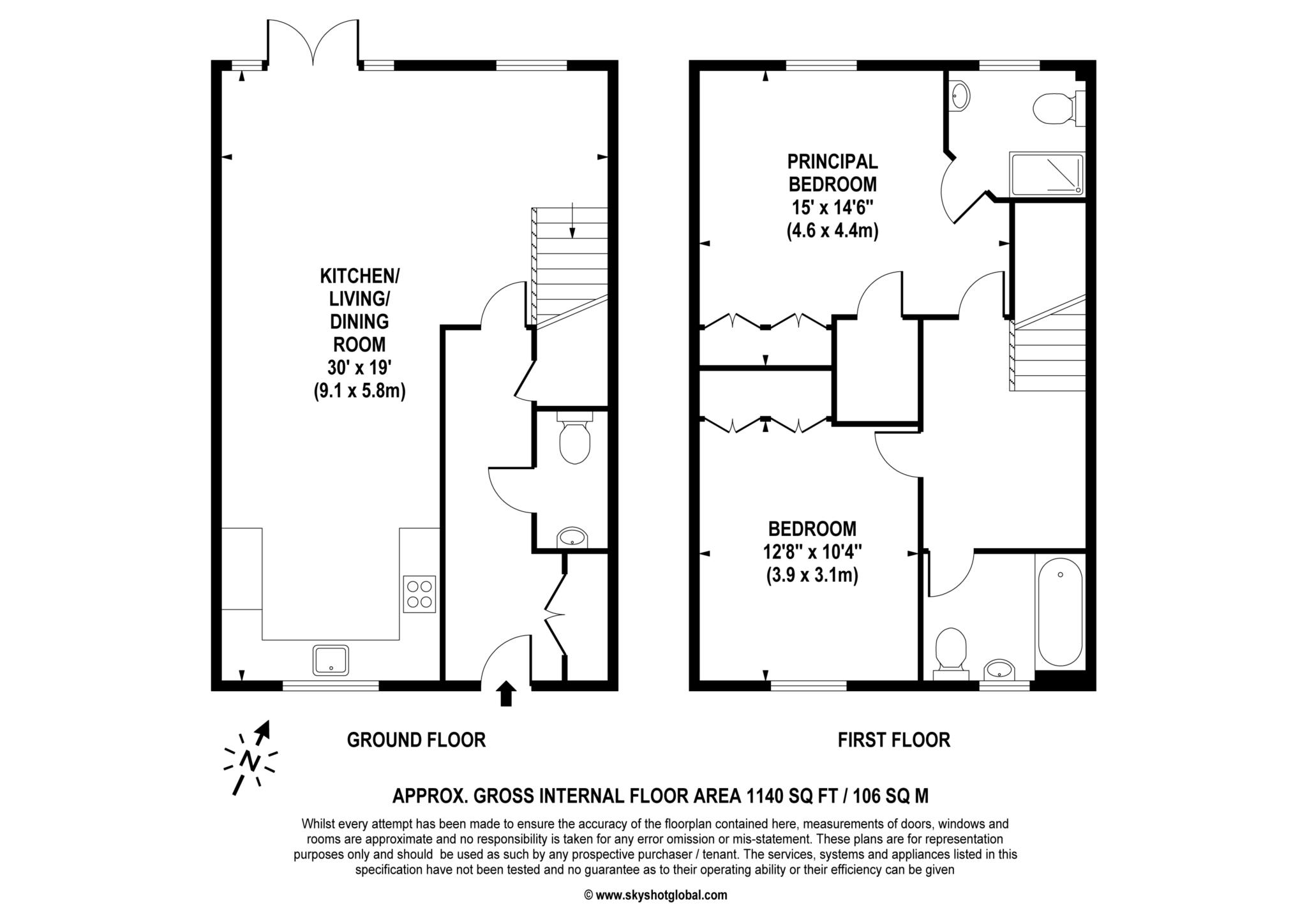 Floorplan - 2 Bedroom Semi-Detached, Lynwood Village – Ascot