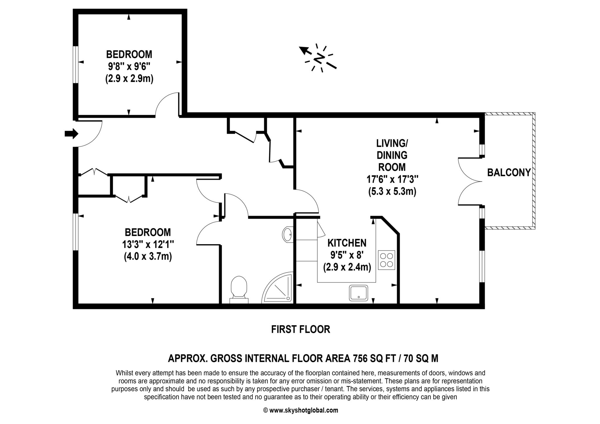 Floorplan - 2 Bedroom Apartment, Lynwood Village – Ascot