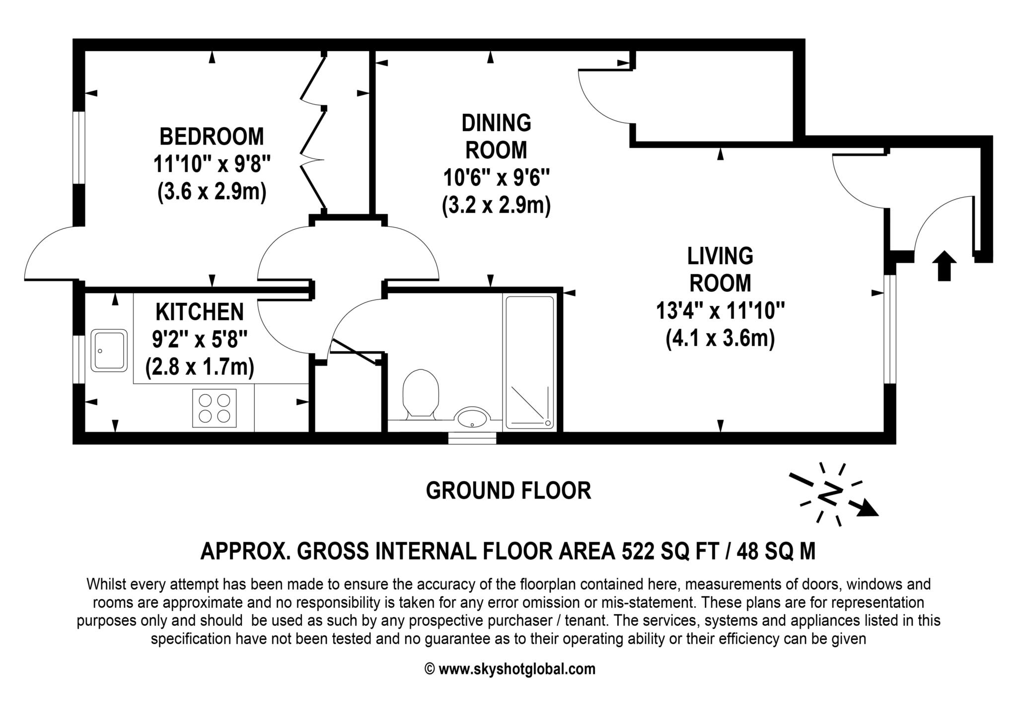 Floorplan - 1 Bedroom Maisonette, Manor Farm Court – Egham