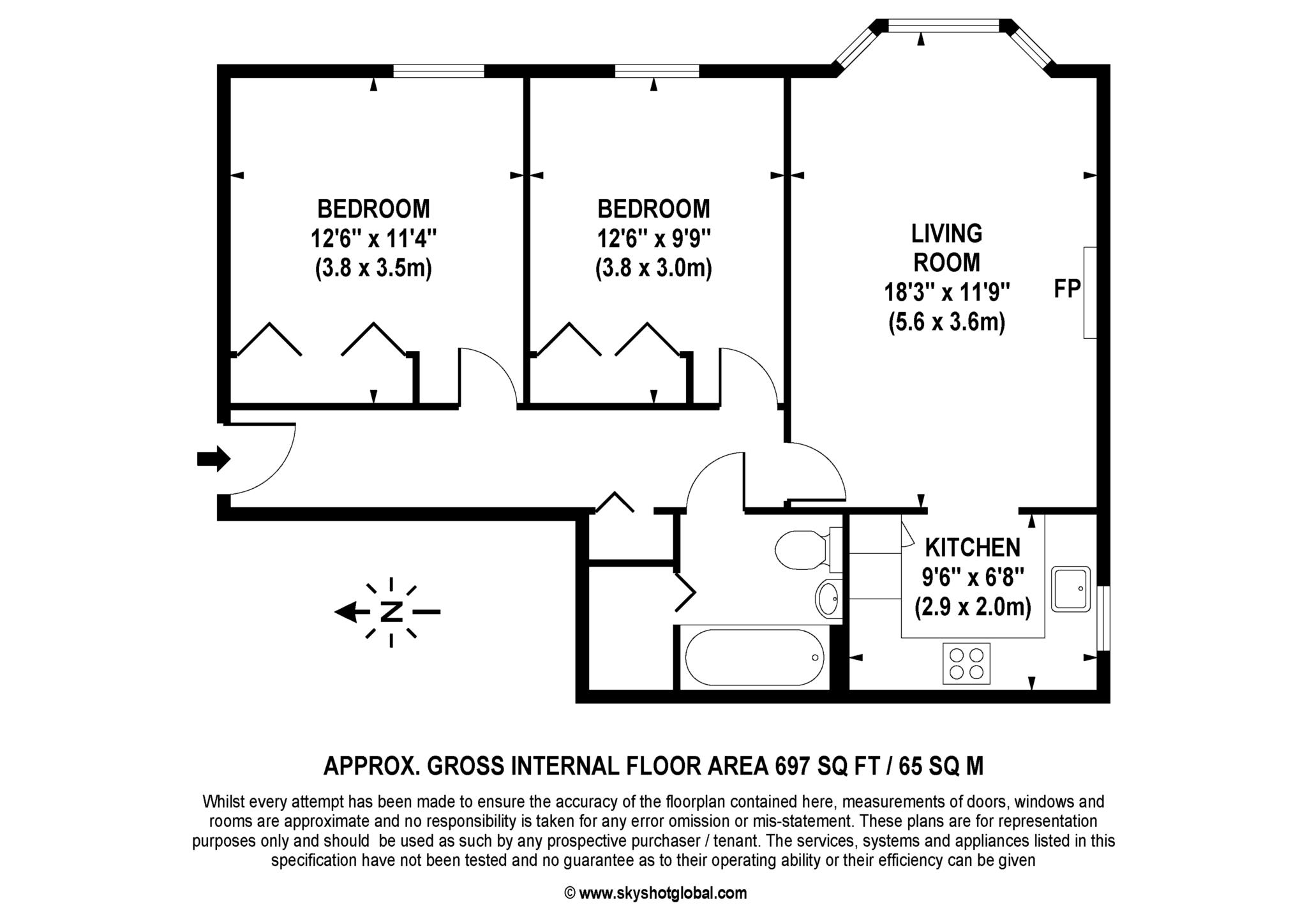 Floorplan - 2 Bedroom Apartment, The Lodge – Englefield Green