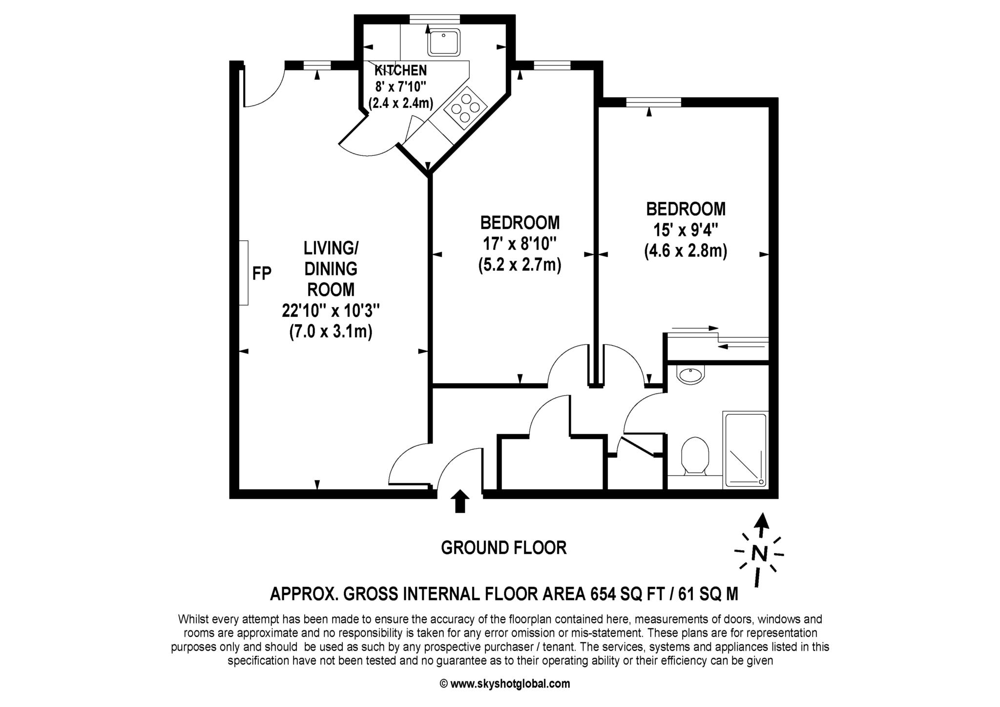 Floorplan - 2 Bedroom Apartment, The Meads – Windsor