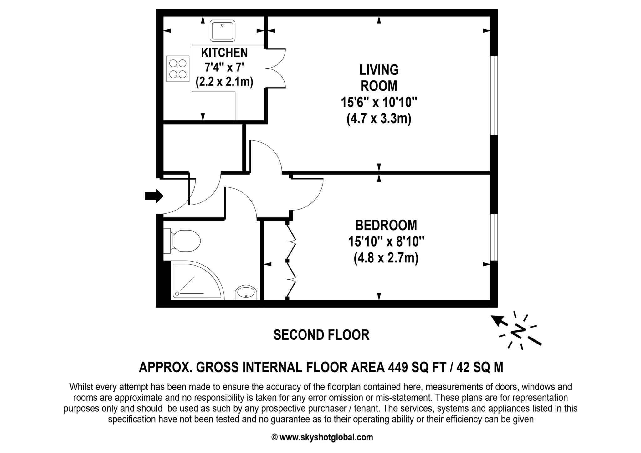 Floorplan - 1 Bedroom Apartment, The Meads – Windsor