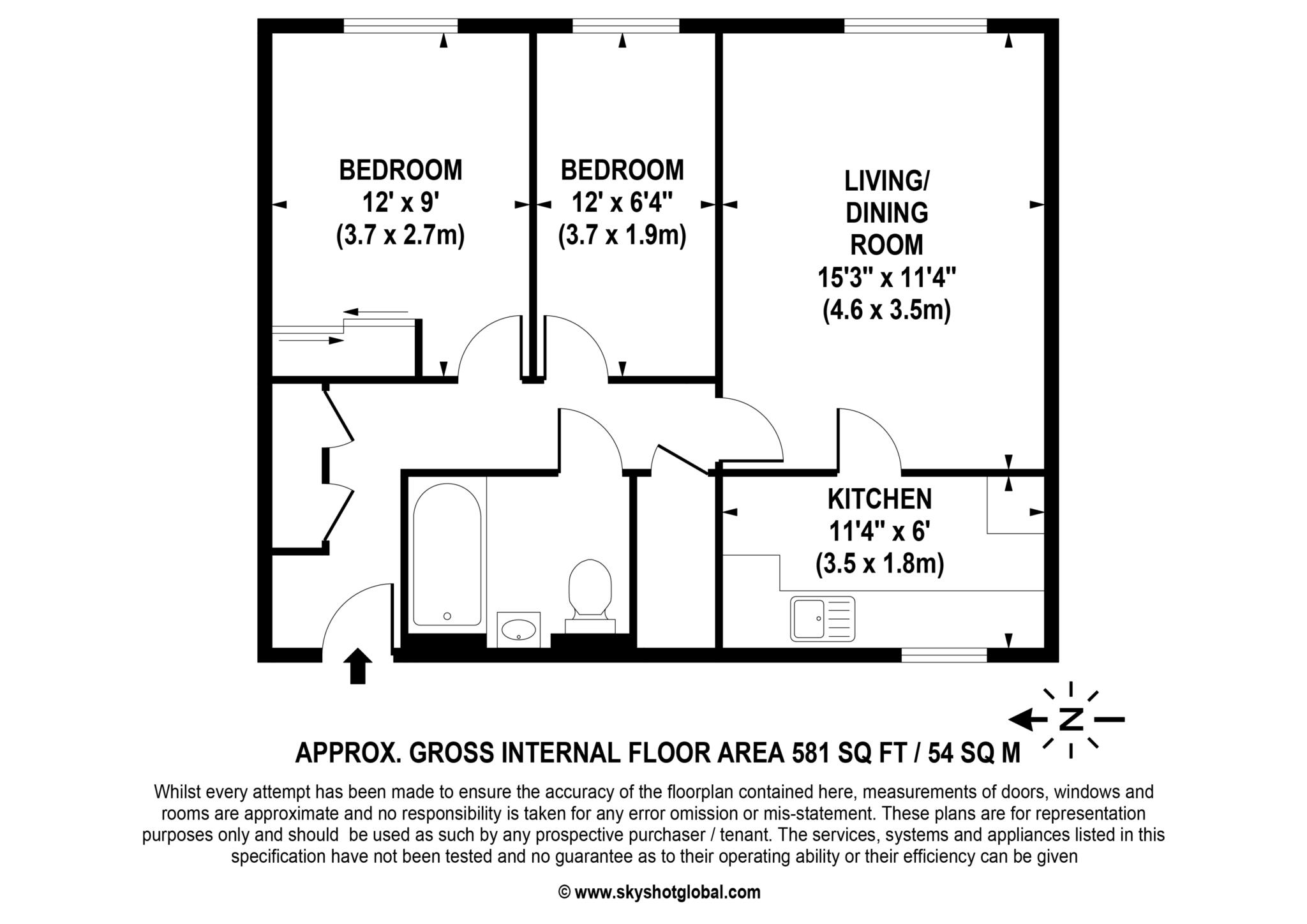 Floorplan - 2 Bedroom Apartment, Huntsgreen Court – Bracknell