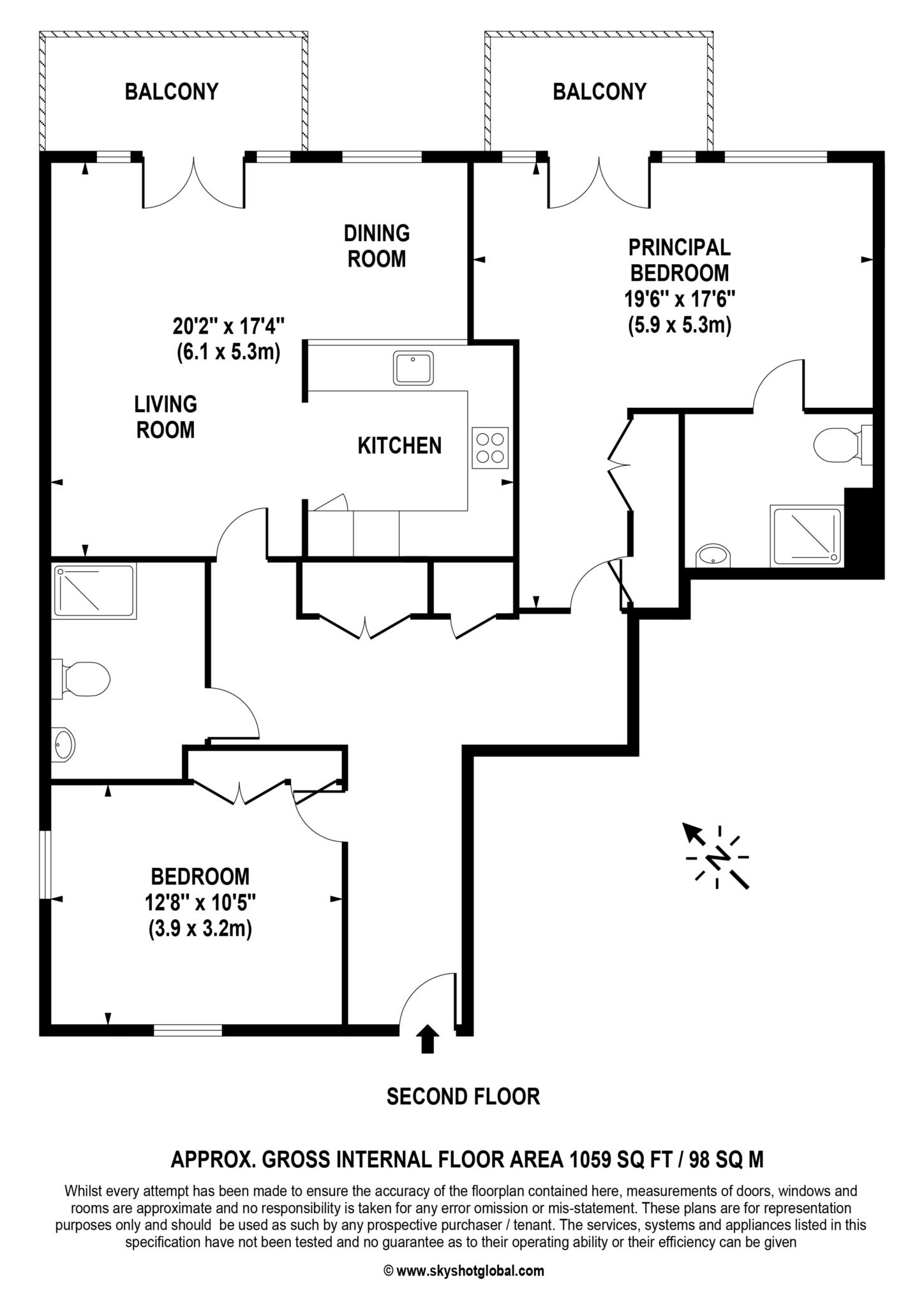 Floorplan - 2 Bedroom Apartment, Lynwood Village – Ascot