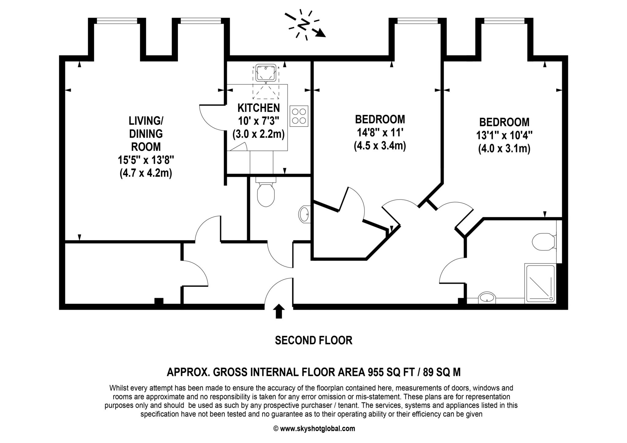 Floorplan - 2 Bedroom Apartment, Birch Place – Crowthorne