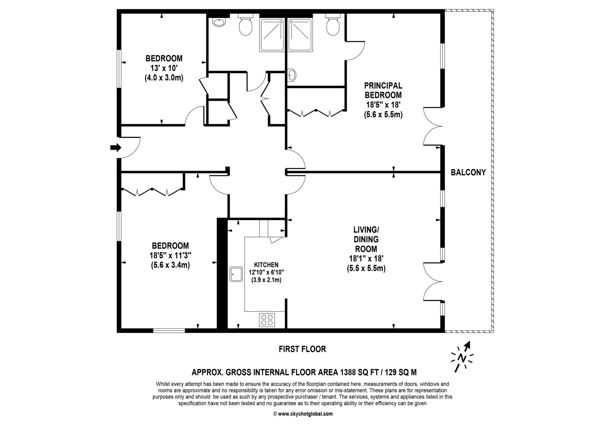 Floorplan - 3 Bedroom Apartment, Lynwood Village – Ascot