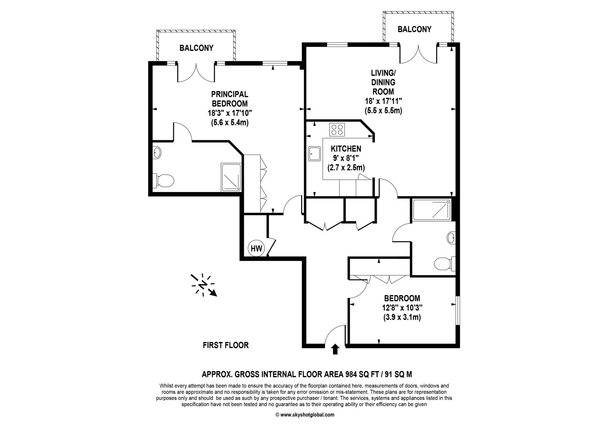 Floorplan - 2 Bedroom Apartment, Lynwood Village – Ascot