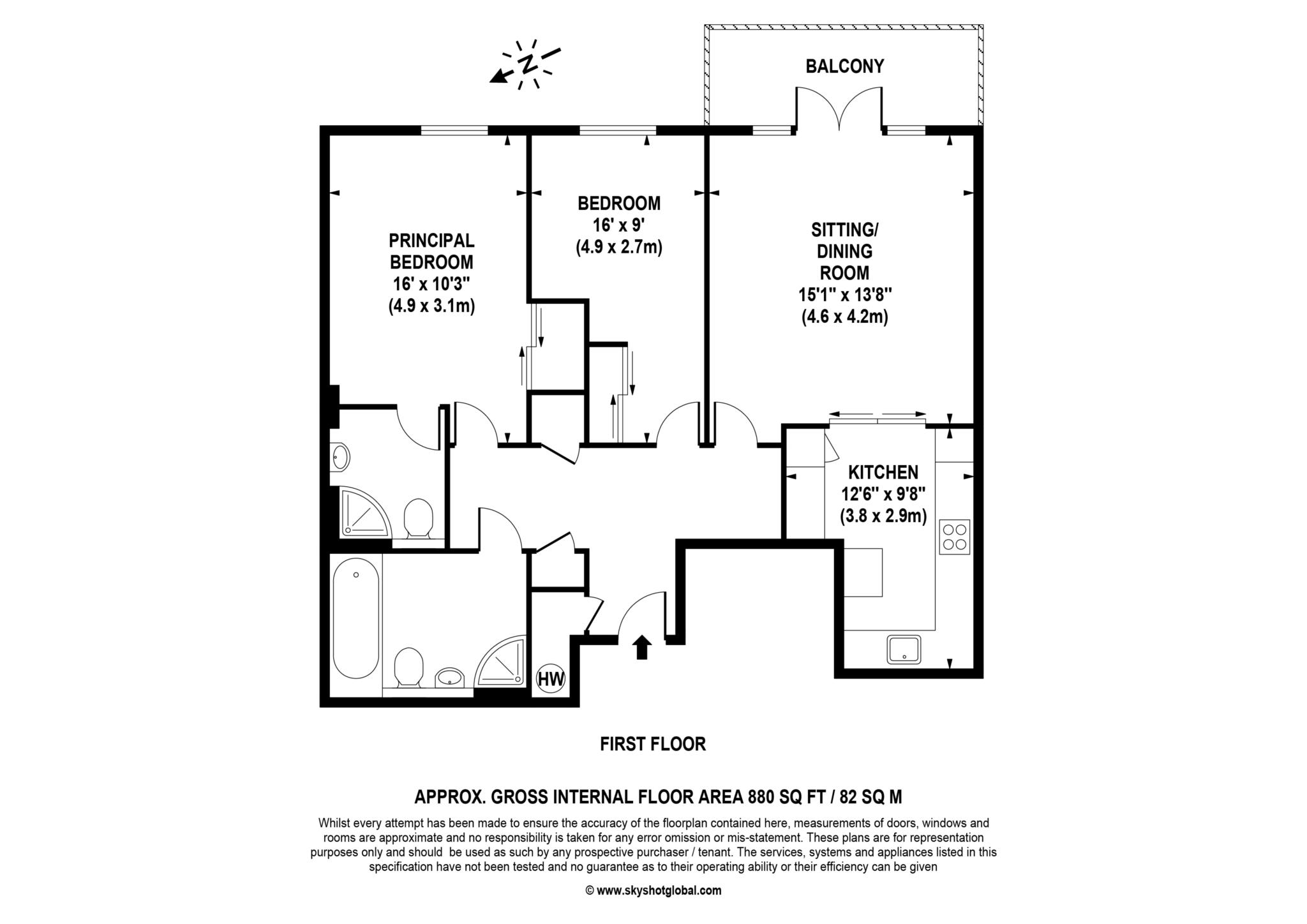 Floorplan - 2 Bedroom Apartment, Academy House – Wokingham