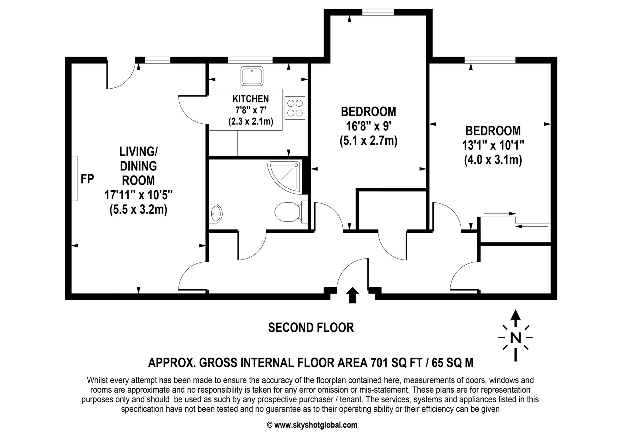 Floorplan - 2 Bedroom Apartment, Stokes Lodge – Camberley