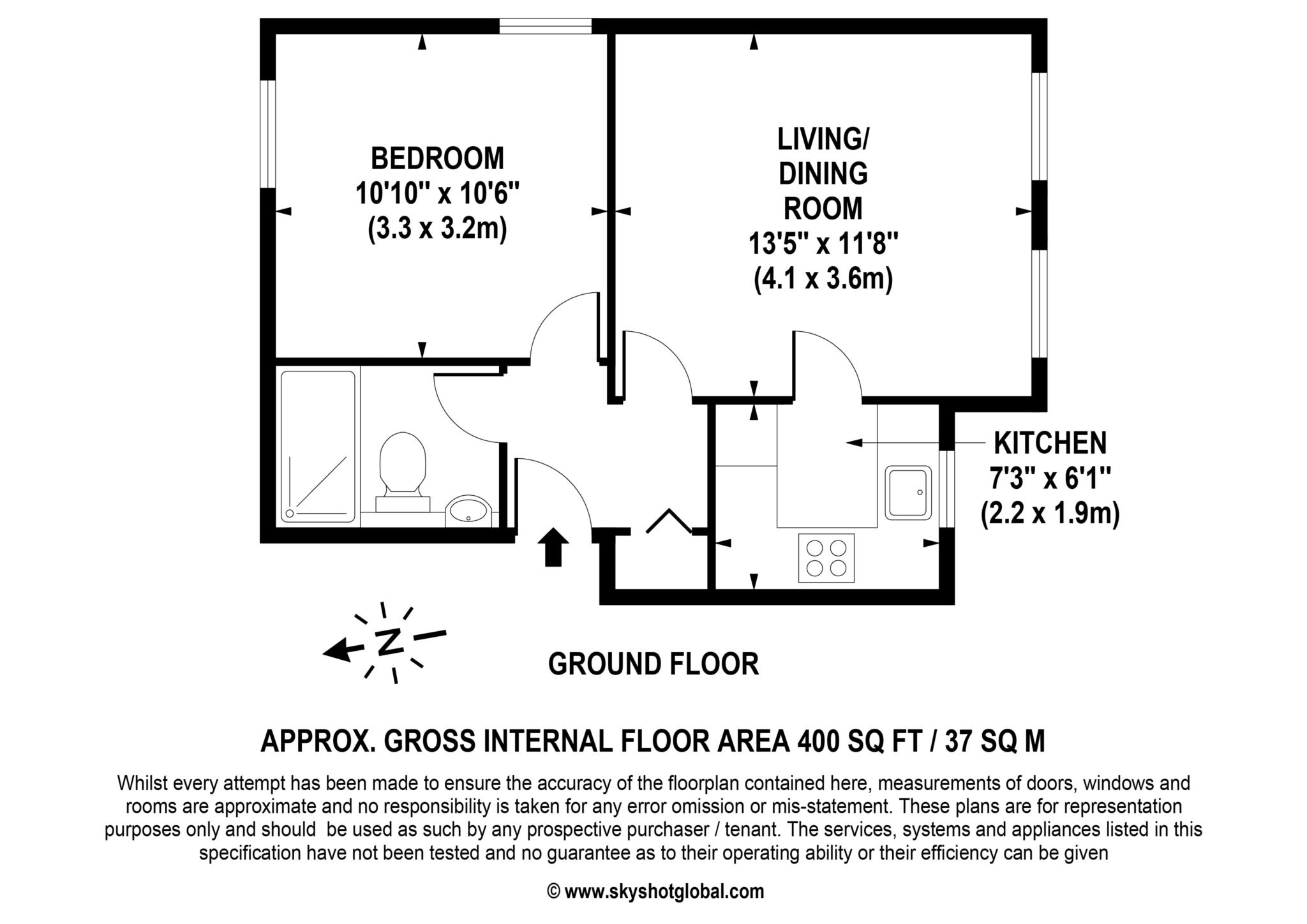 Floorplan - 1 Bedroom Apartment, Byron Court – Camberley