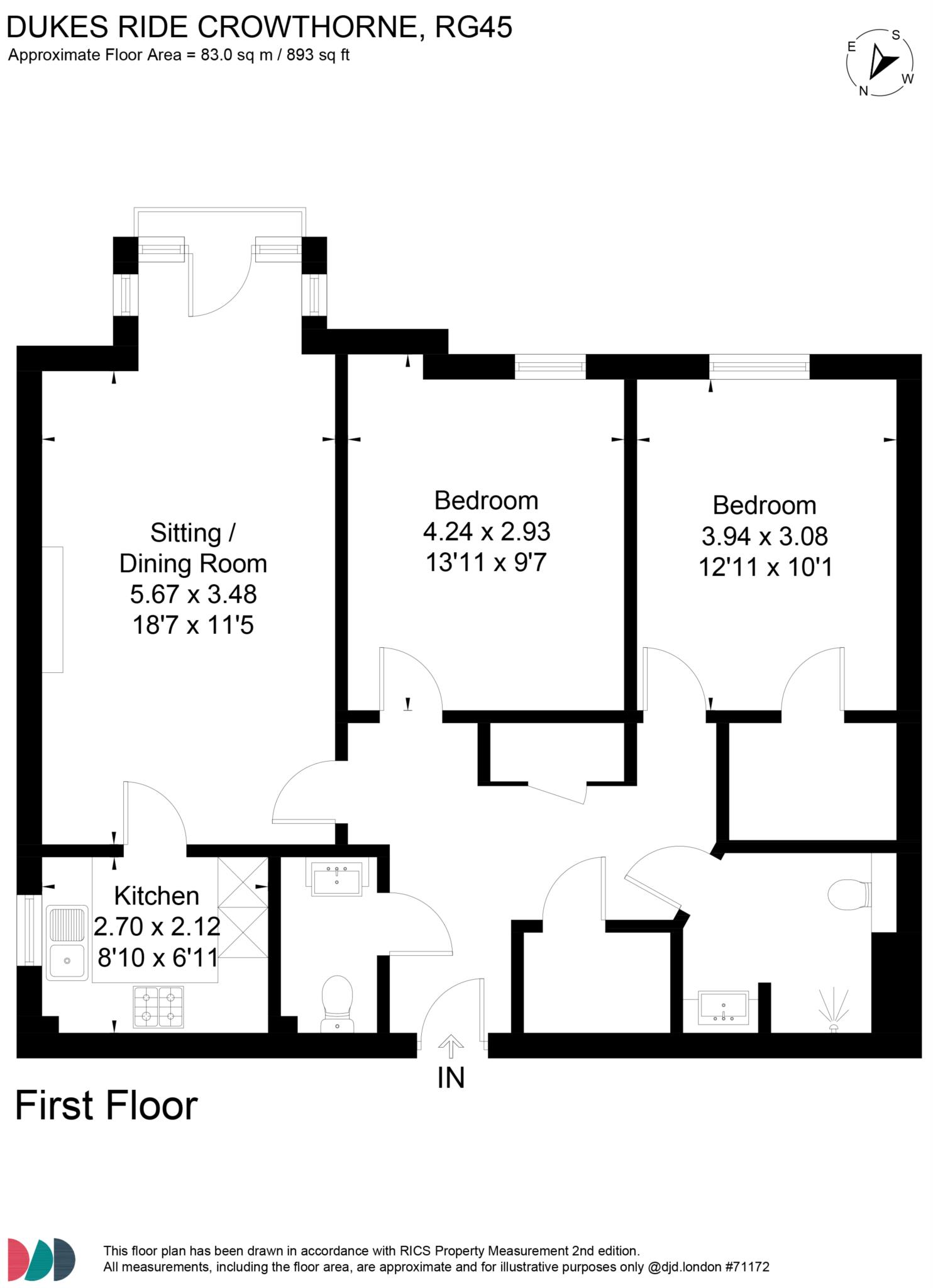 Floorplan - 2 Bedroom Apartment, Birch Place – Crowthorne