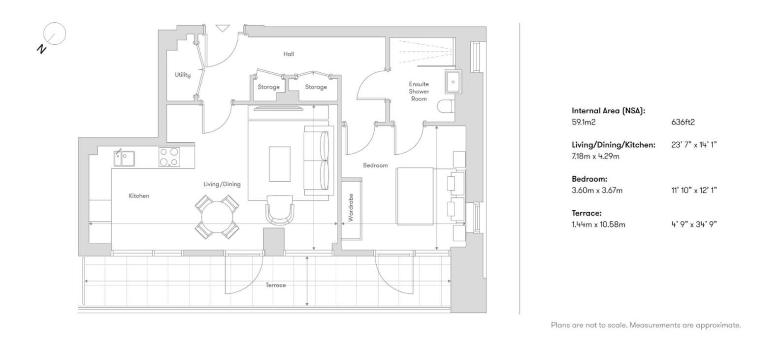 Floorplan - 1 Bedroom Apartment, Riverstone Kensington – Kensington