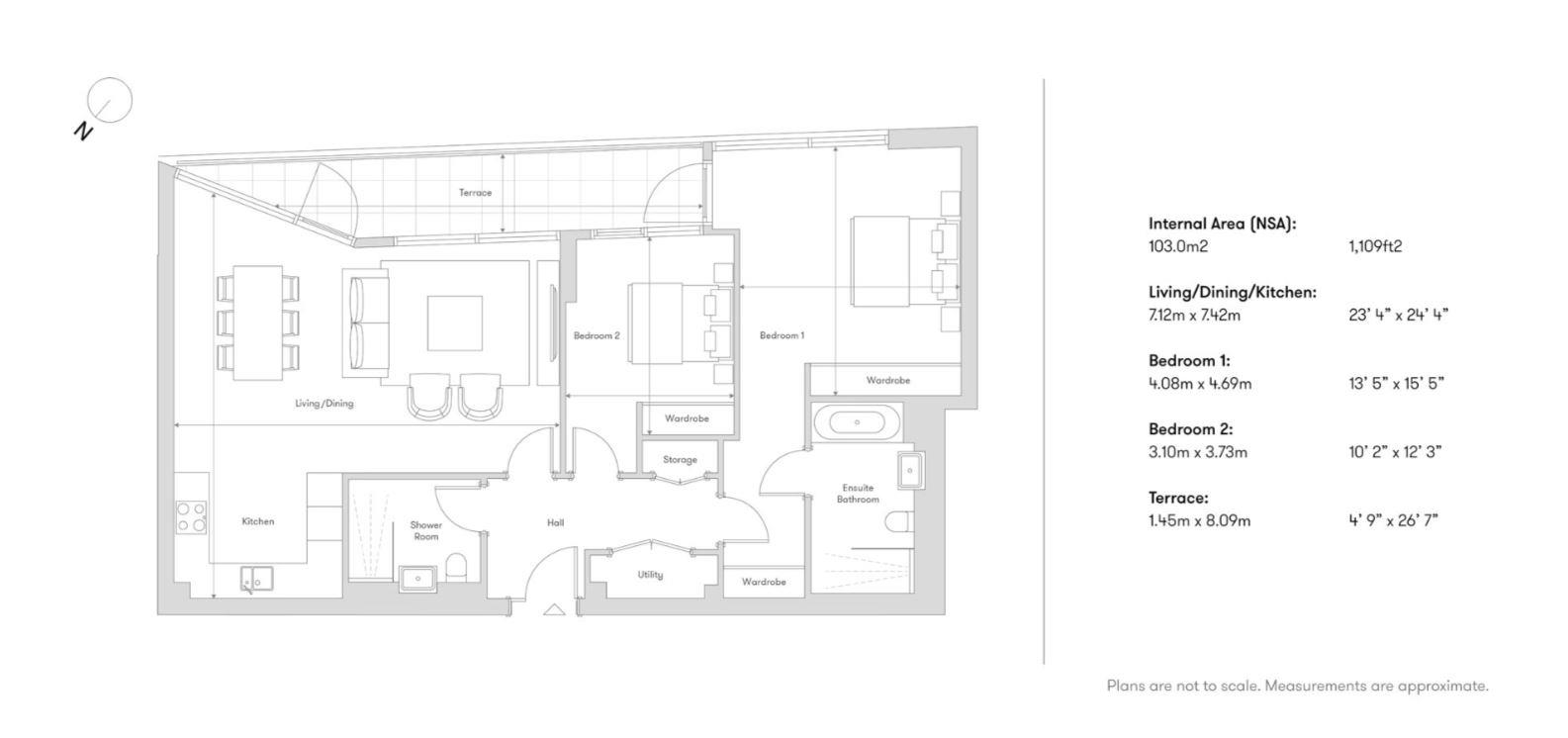 Floorplan - 2 Bedroom Apartment, Riverstone Kensington – Kensington