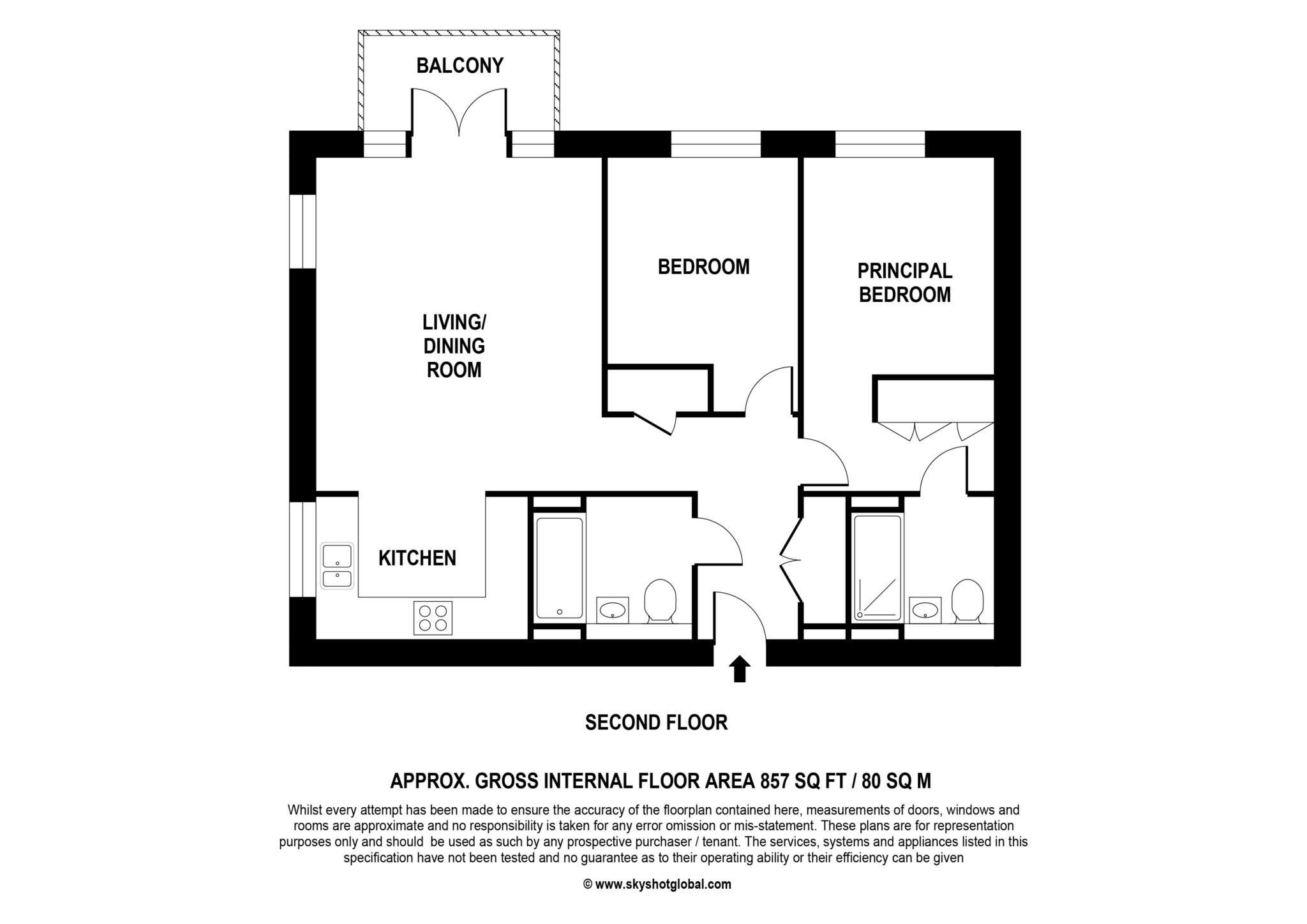 Floorplan - 2 Bedroom Apartment, Highfields – West Byfleet