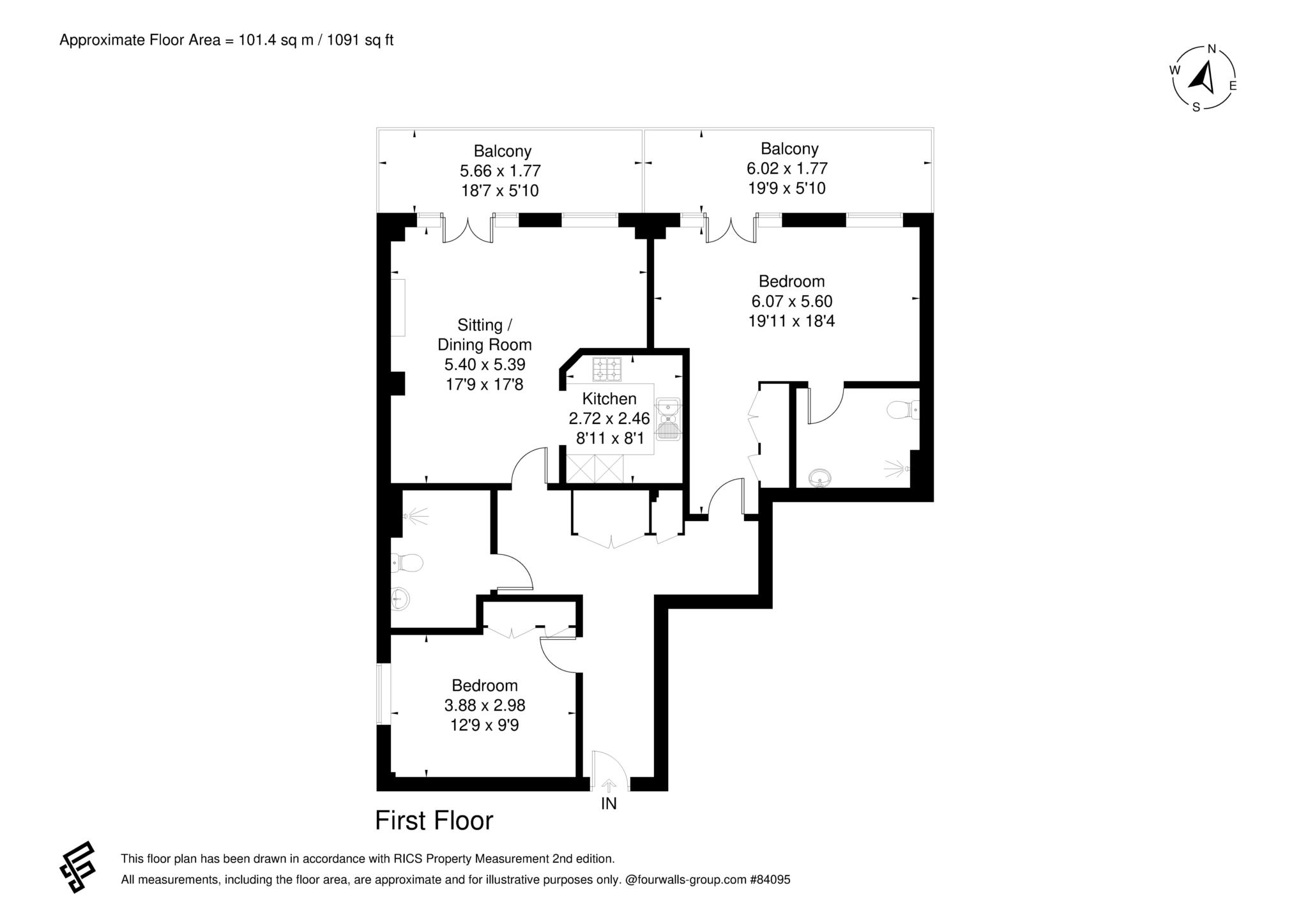 Floorplan - 2 Bedroom Apartment, Lynwood Village – Ascot