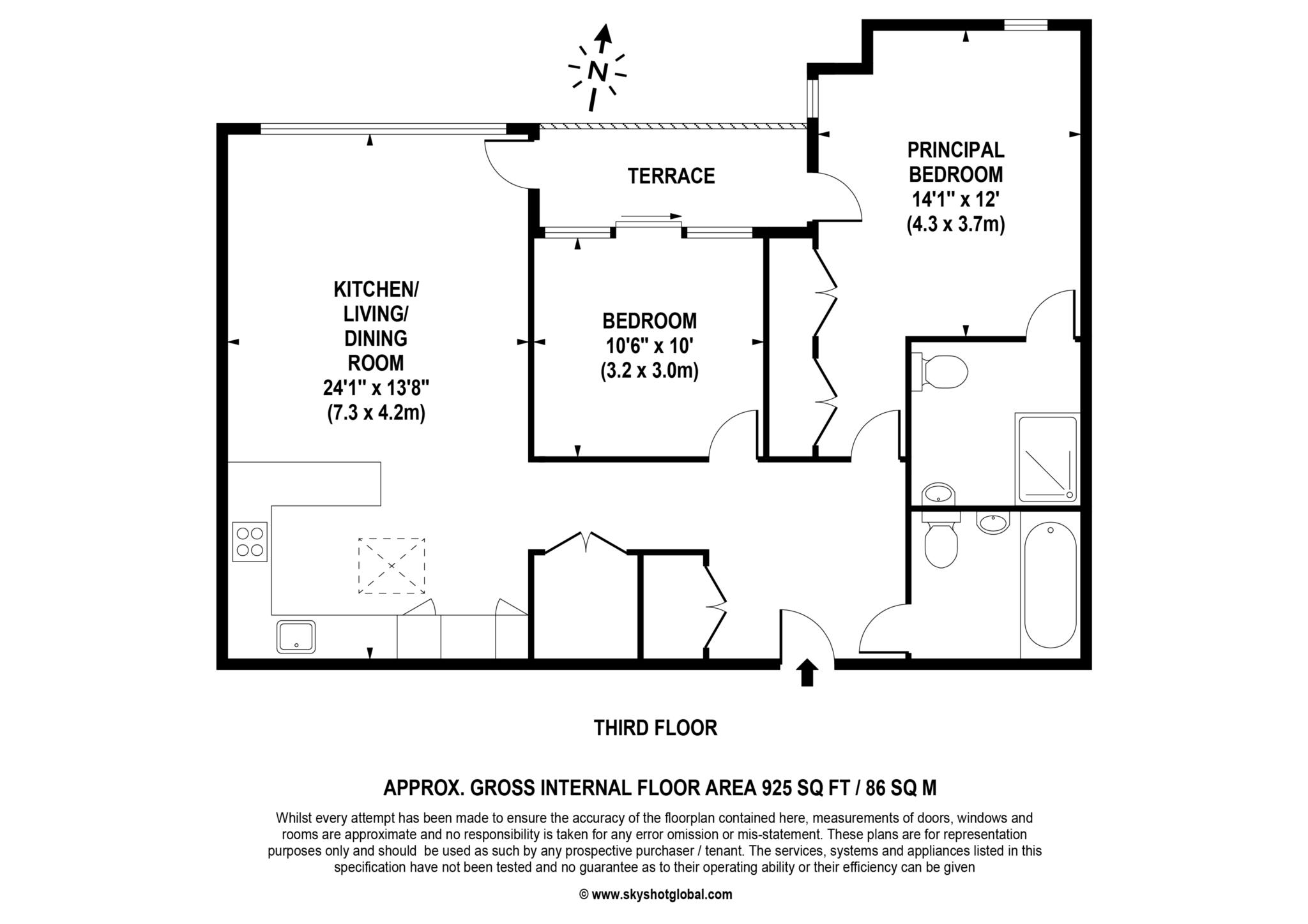 Floorplan - 2 Bedroom Apartment, Audley Cooper`s Hill – Englefield Green