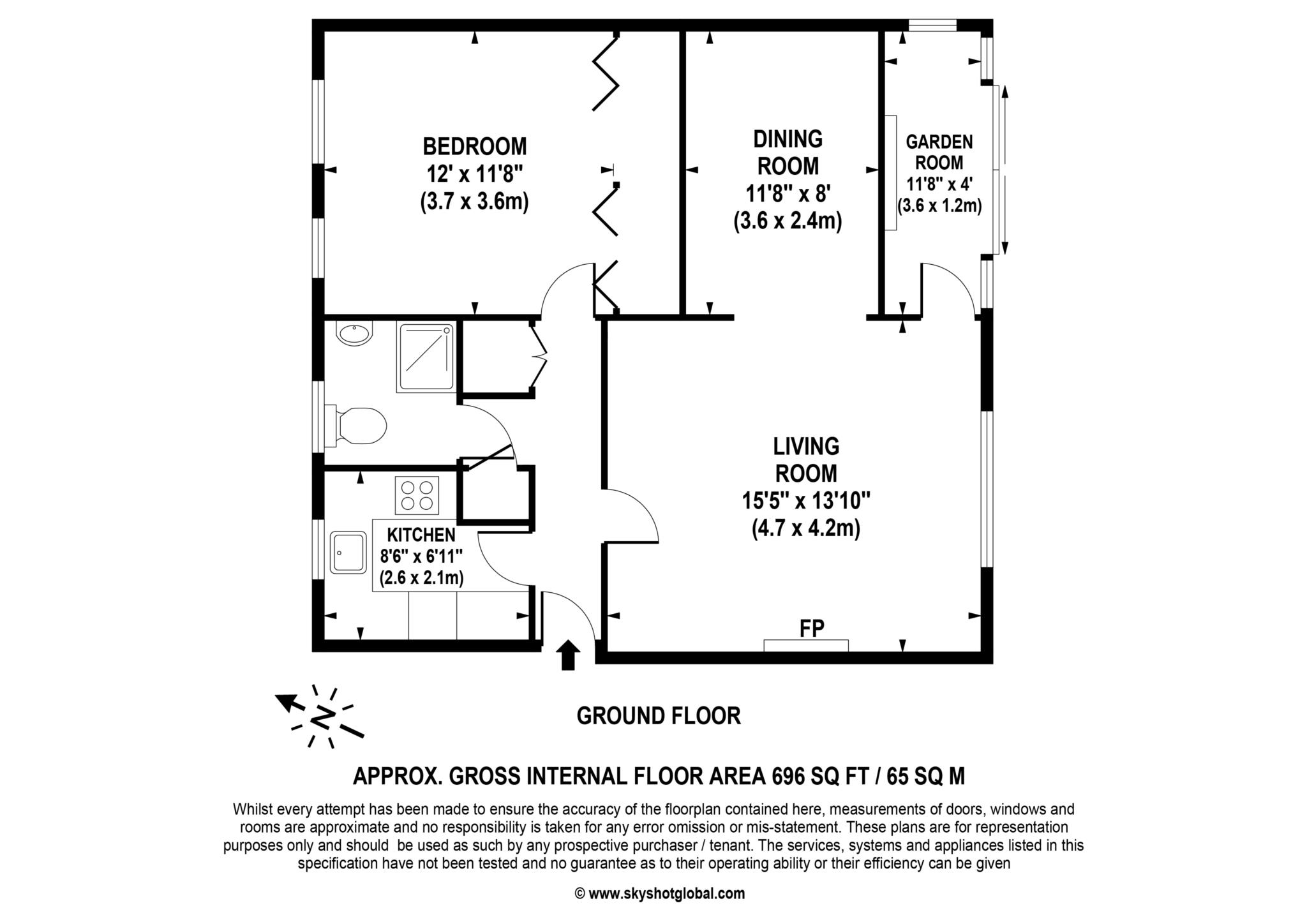 Floorplan - 1 Bedroom Apartment, Clarefield Court – Sunningdale