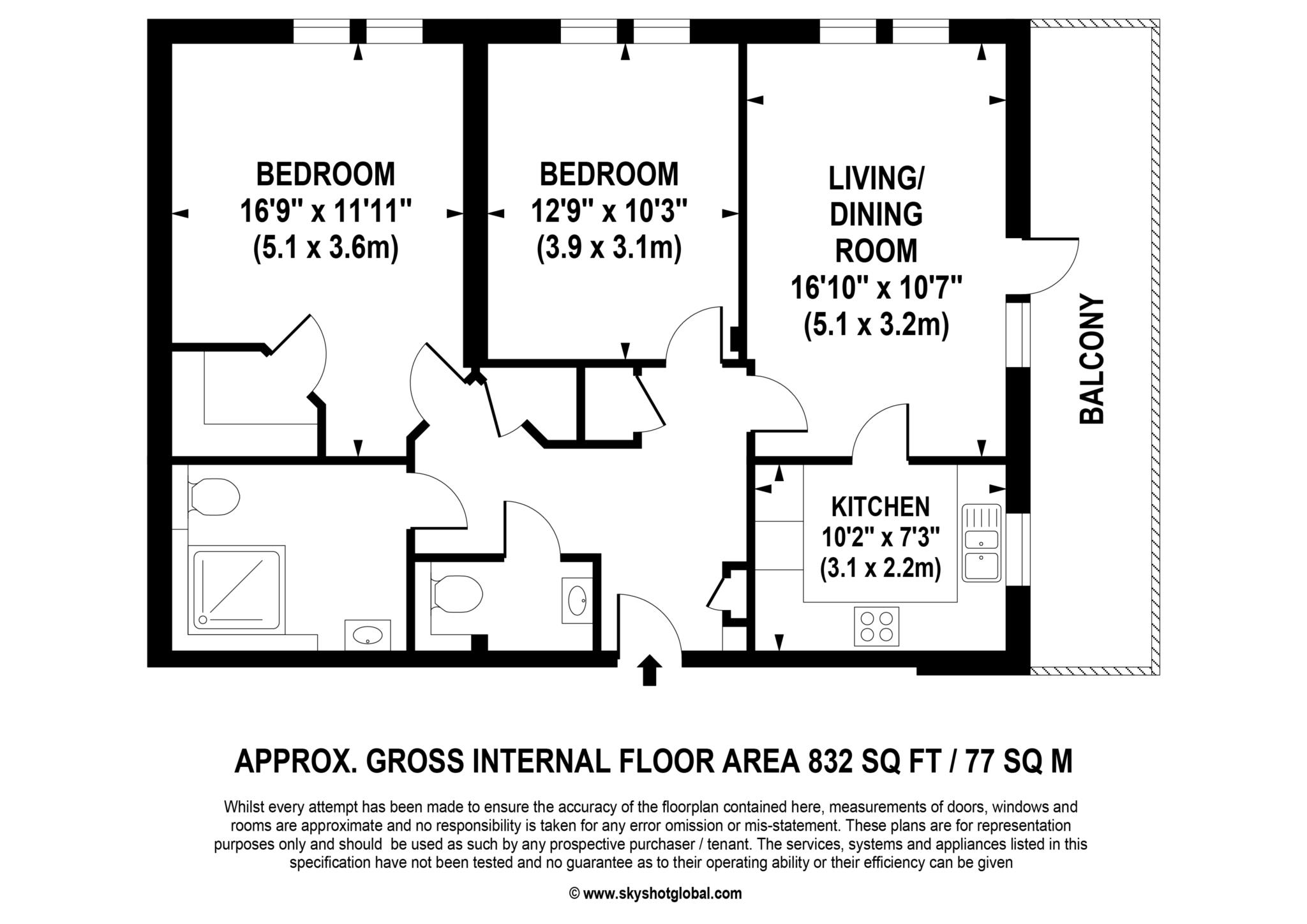 Floorplan - 2 Bedroom Apartment, Augustus House – Virginia Water