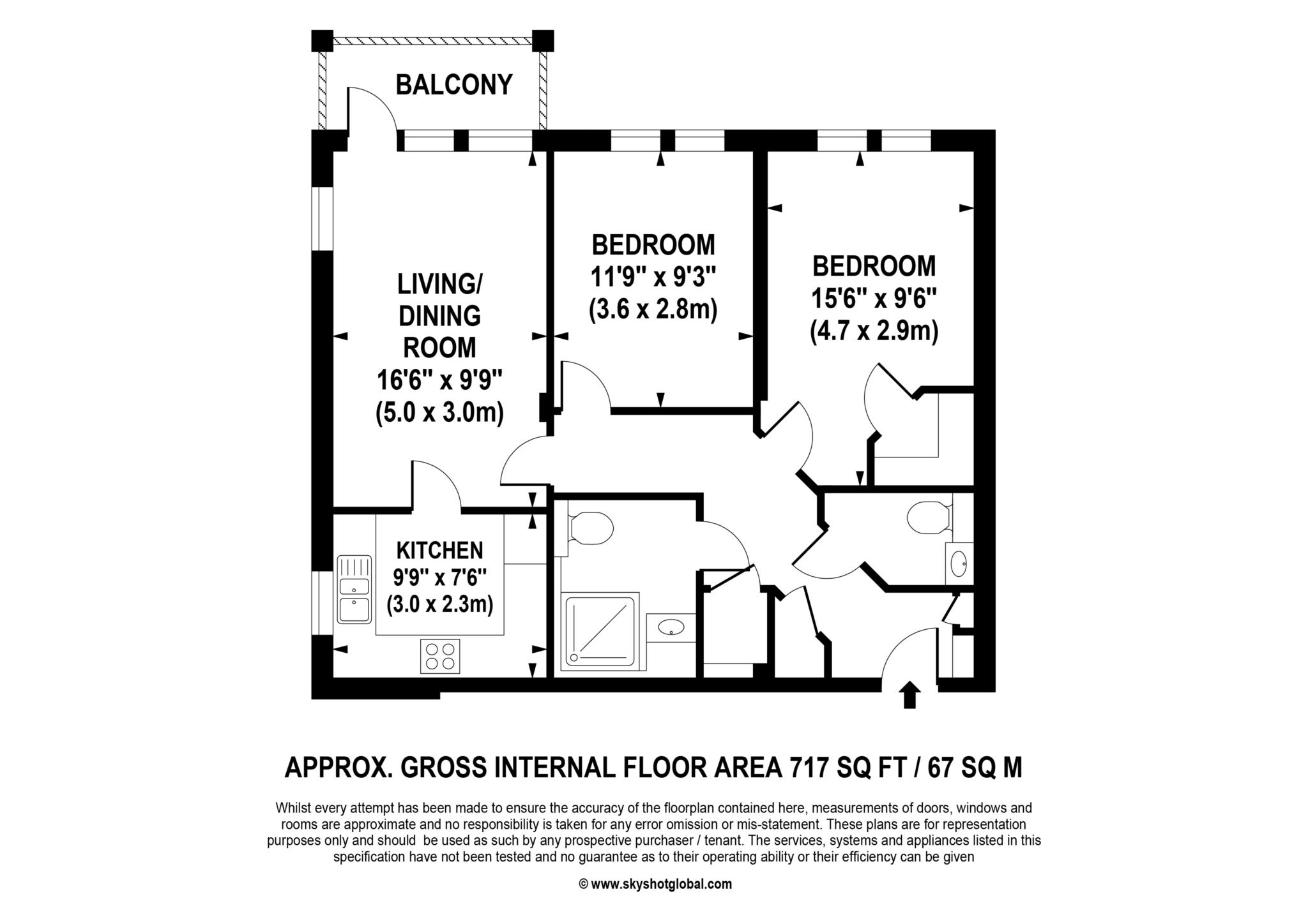 Floorplan - 2 Bedroom Apartment, Augustus House – Virginia Water