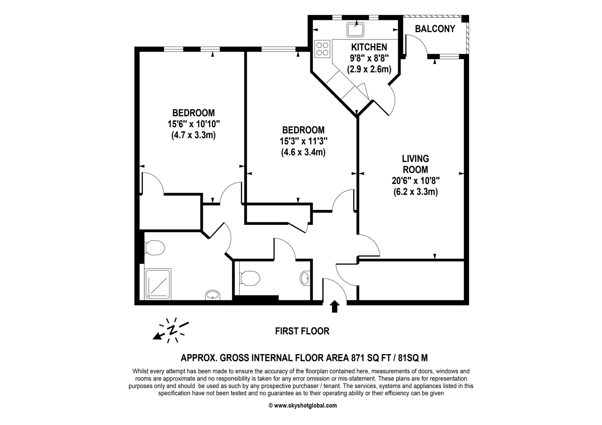 Floorplan - 2 Bedroom Apartment, Augustus House – Virginia Water