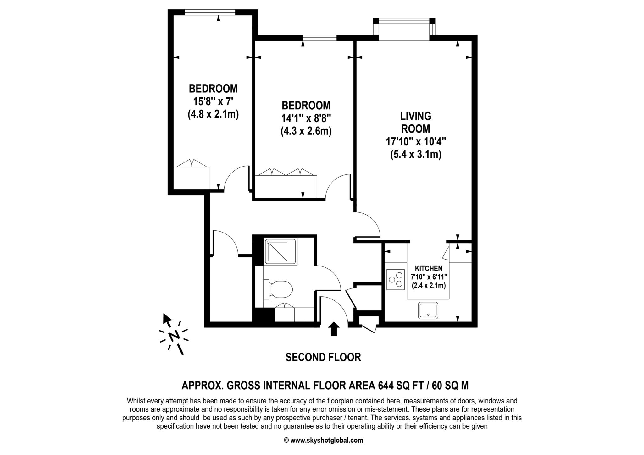 Floorplan - 2 Bedroom Apartment, Oak Lodge – Crowthorne