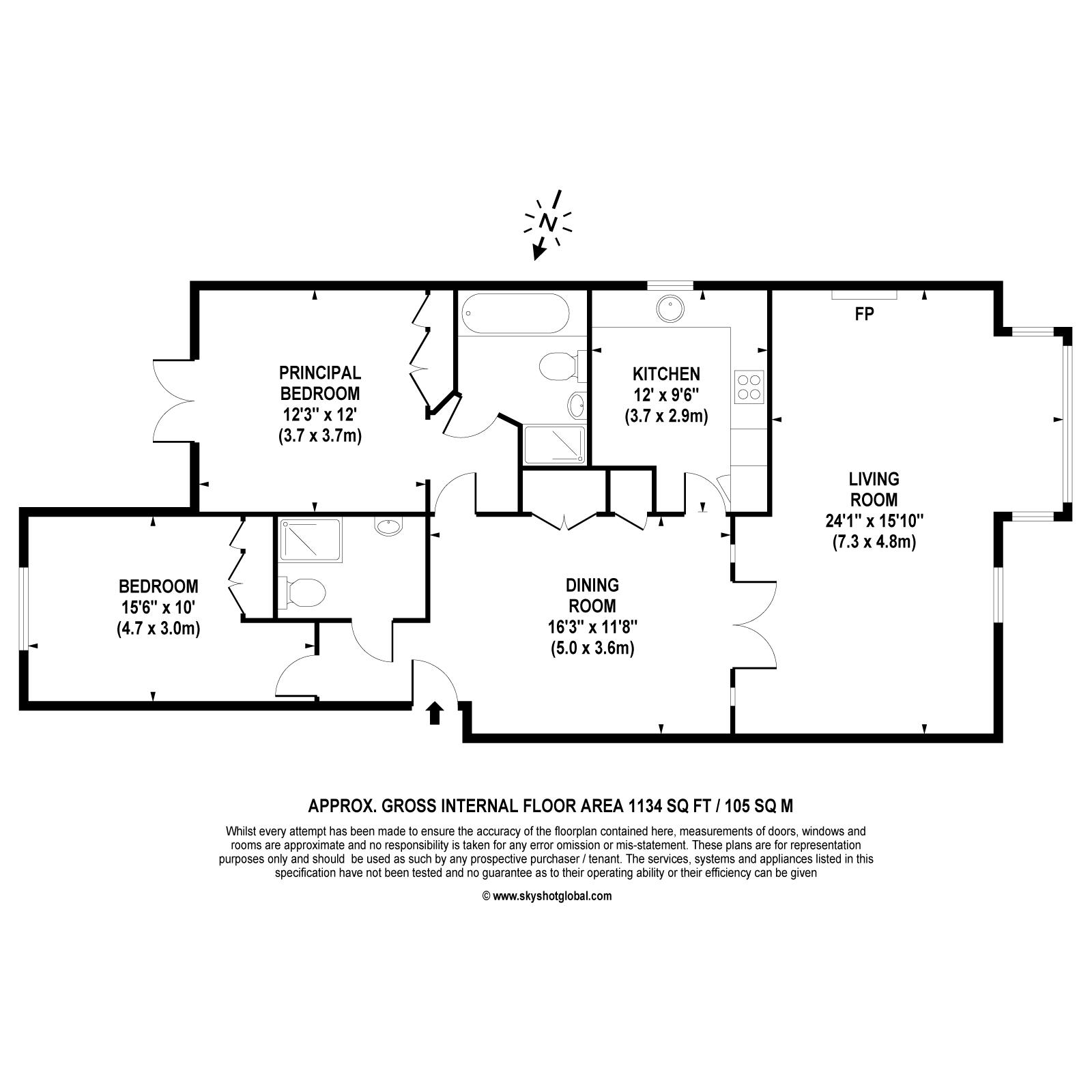 Floorplan - 2 Bedroom Apartment, Claremont Place – Claygate