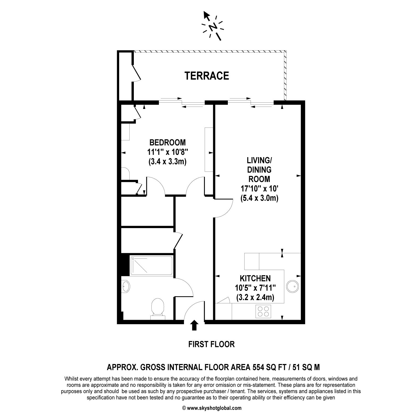 Floorplan - 1 Bedroom Apartment, Meadows House – Walton