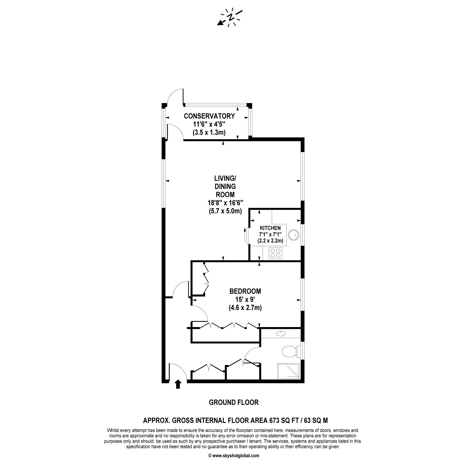Floorplan - 1 Bedroom Apartment, Gunters Mead – Esher