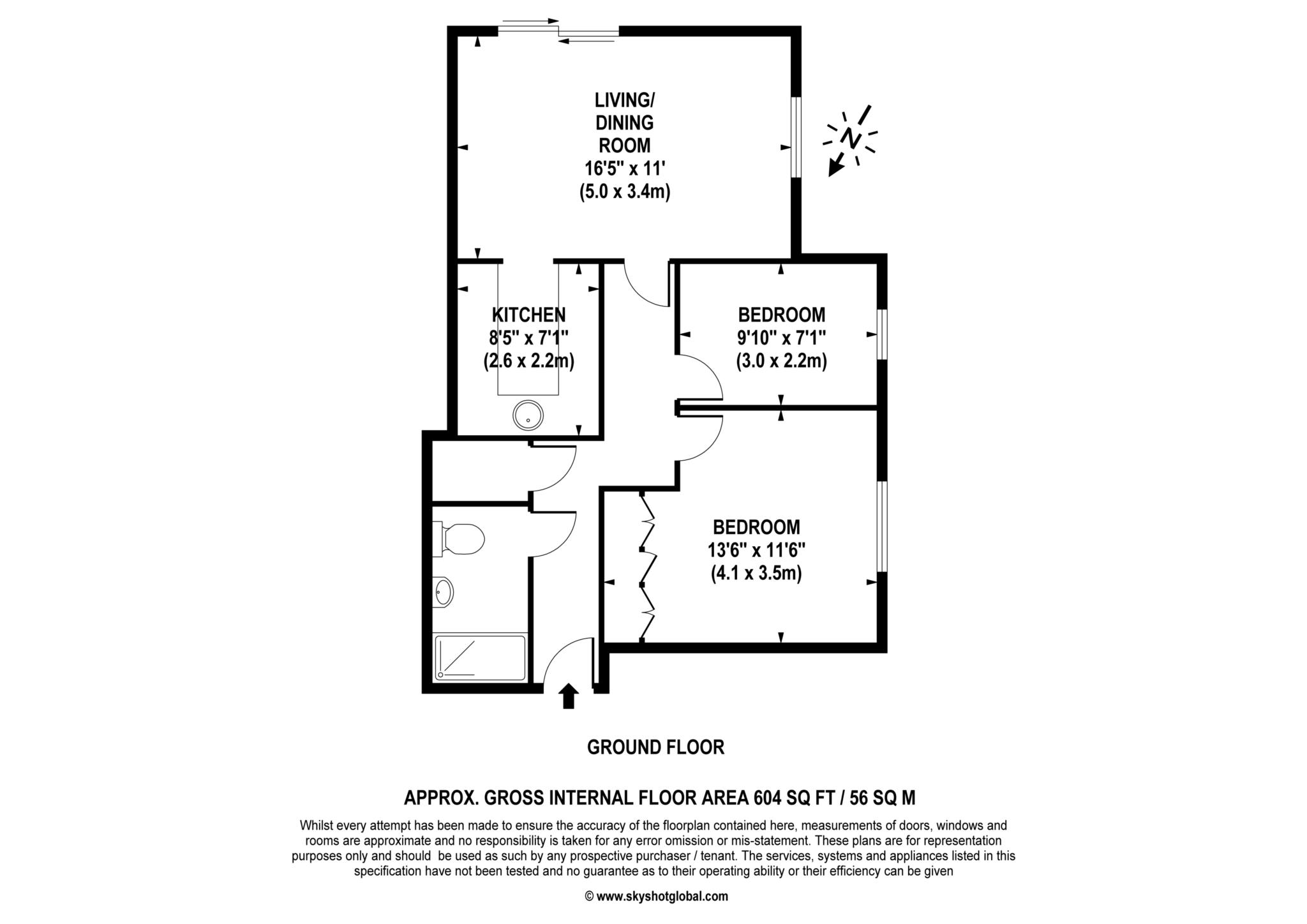 Floorplan - 2 Bedroom Apartment, Pitson Close – Addlestone