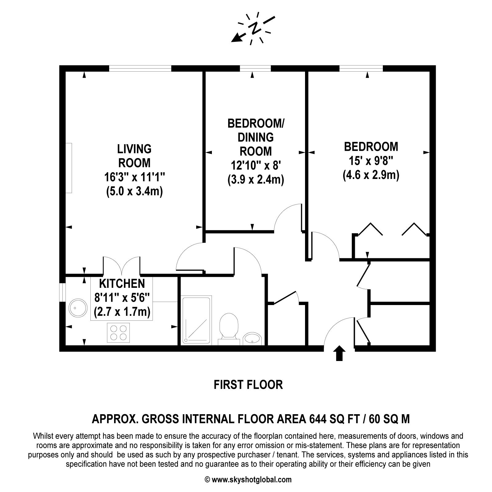 Floorplan - 2 Bedroom Apartment, Gibson Court – Hinchley Wood