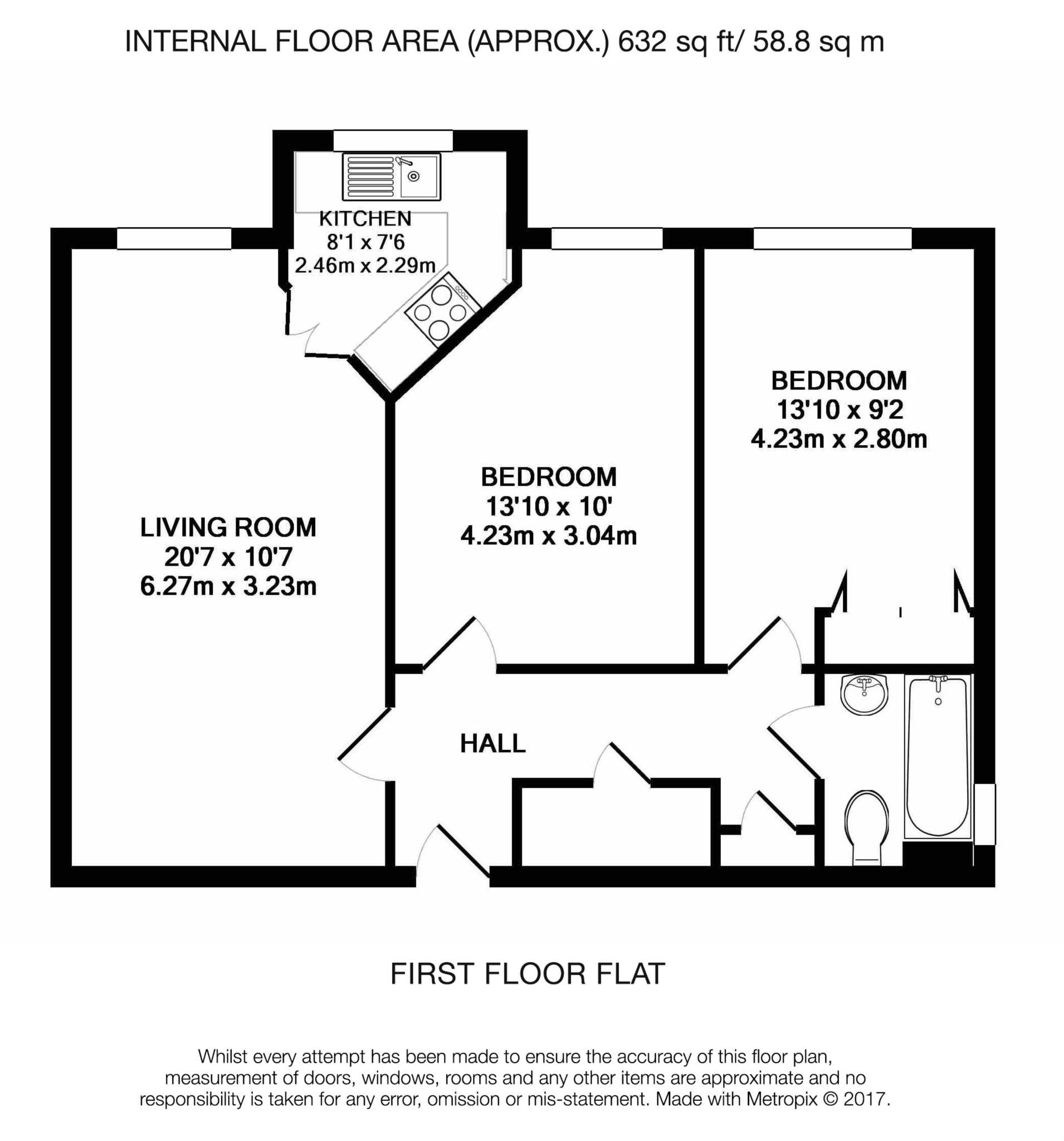 Floorplan - 2 Bedroom Apartment, Gibson Court – Hinchley Wood